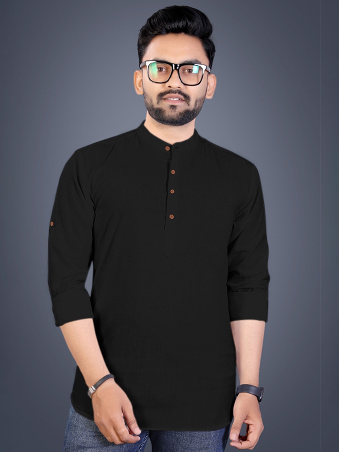 

FINIVO FASHION Men Kurta, Black