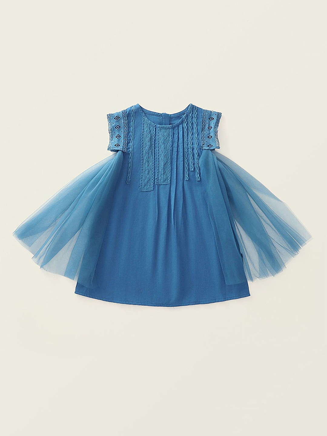 

LULU & SKY Girls Organic Cotton A-Line Dress, Blue