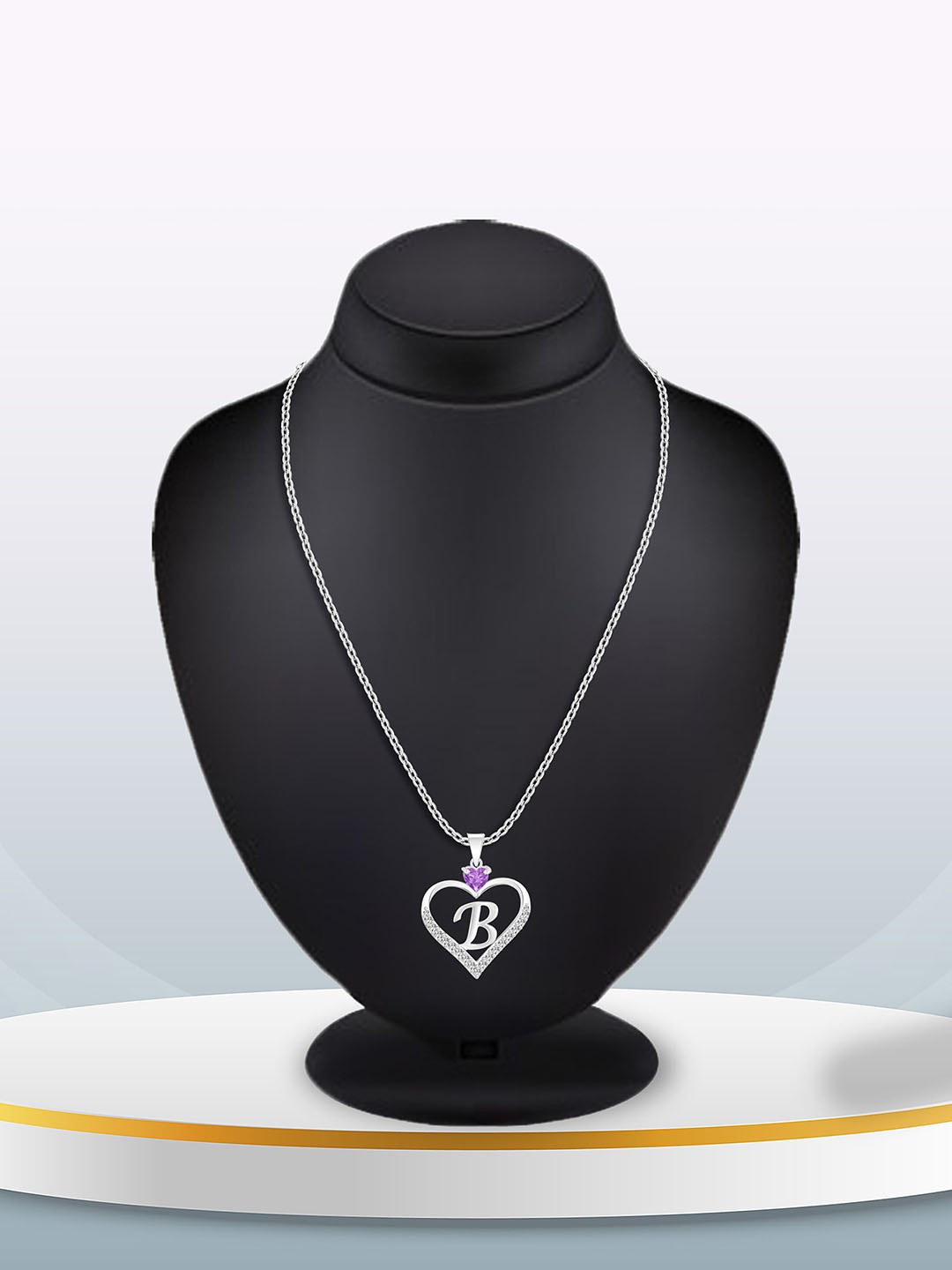 

Heer Collection Silver-Plated Heart Shaped Cubic Zirconia Pendant With Chain