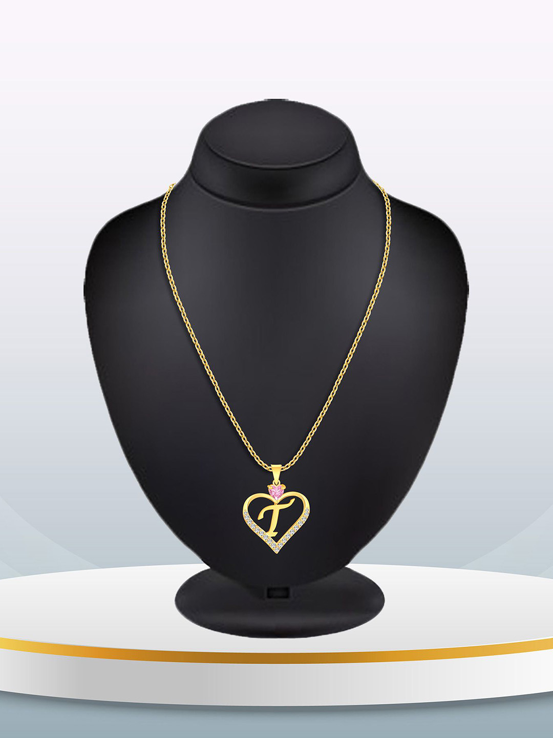 

Heer Collection Gold-Plated Heart Shaped Cubic Zirconia Pendant With Chain