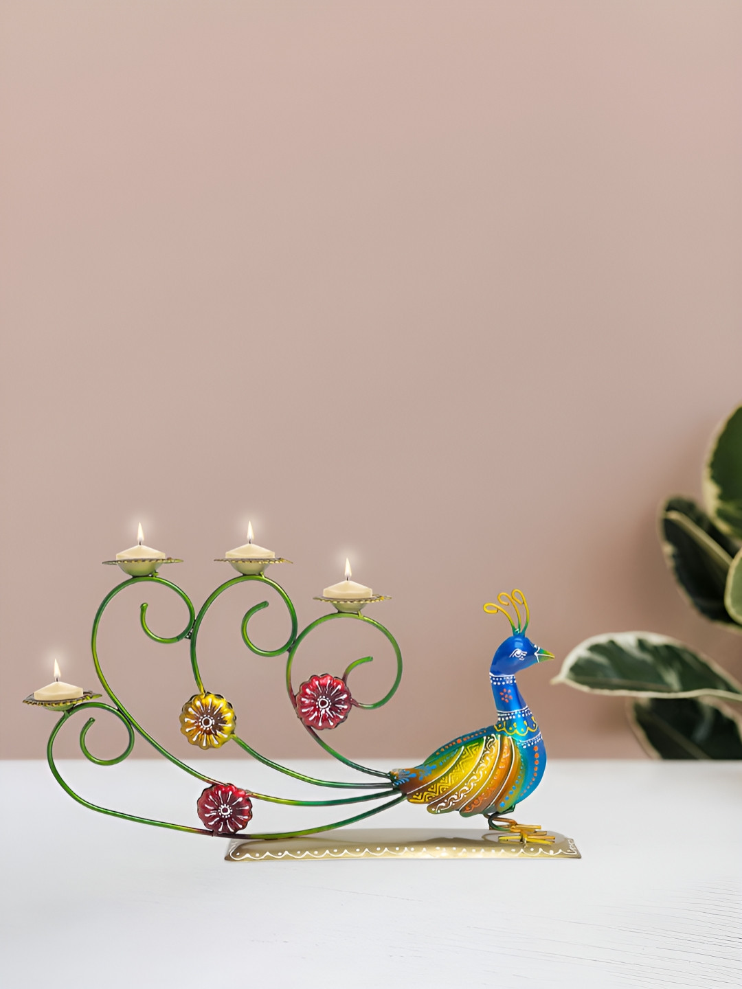 

Golden Peacock Blue & Green Figurine Showpiece