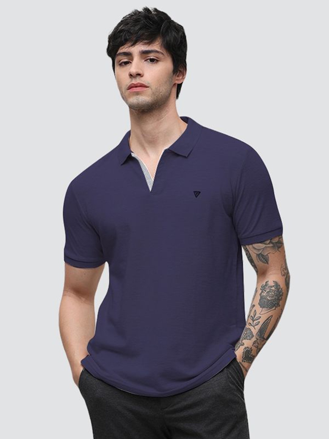 

Klub Fox Men Solid Polo Collar Cotton T-shirt, Blue