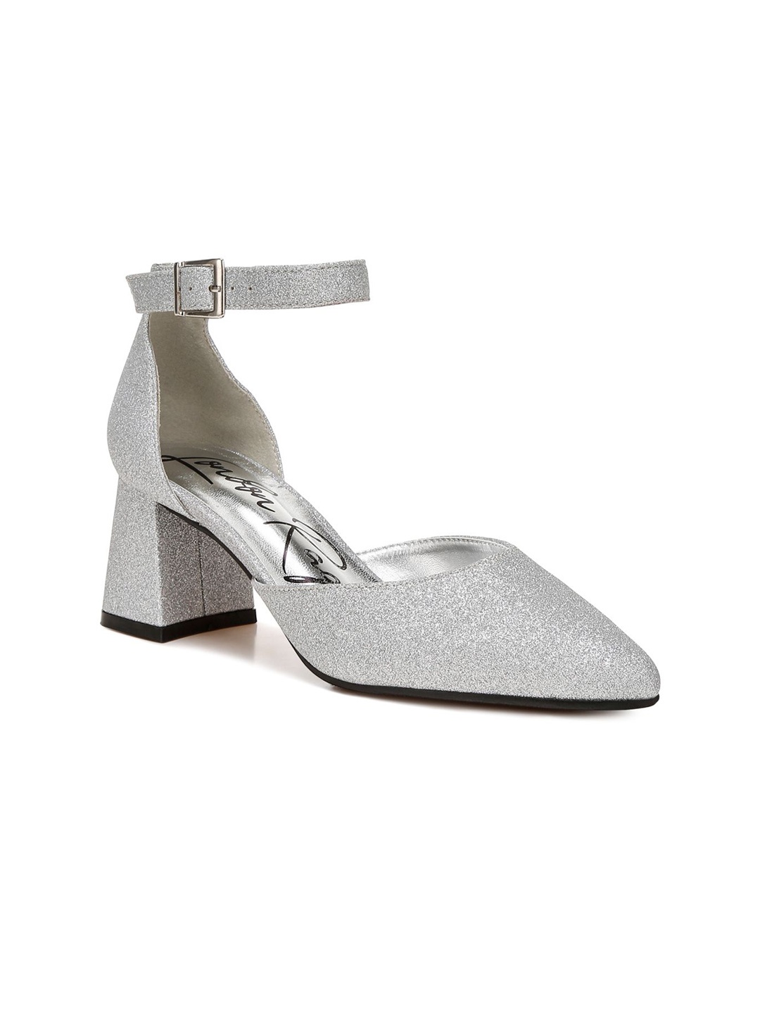 

London Rag Women Textured PU Block Pumps, Silver