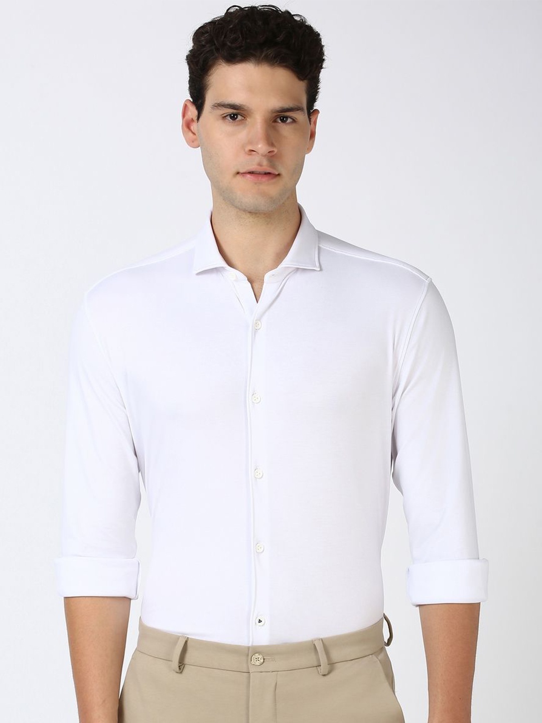 

Peter England Men Super Spread Collar Solid Cotton Slim Fit Formal Shirt, White