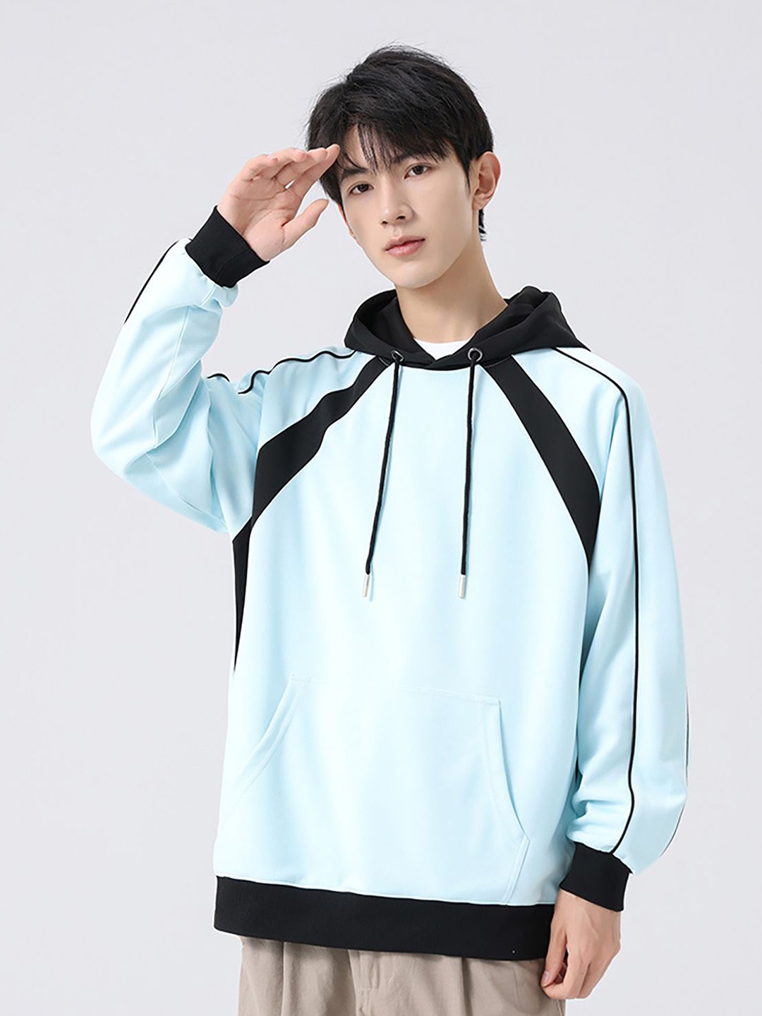 

StyleCast x Revolte Men Solid Hooded Sweatshirt, Blue