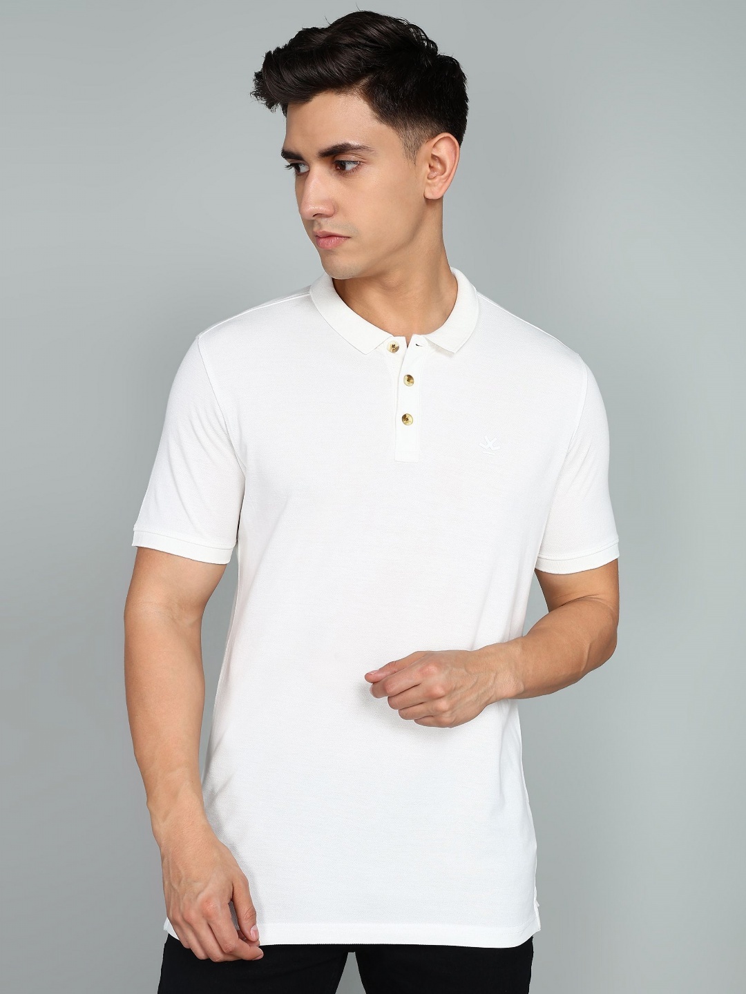 

WROGN Men Solid Polo Collar Pure Cotton T-shirt, White