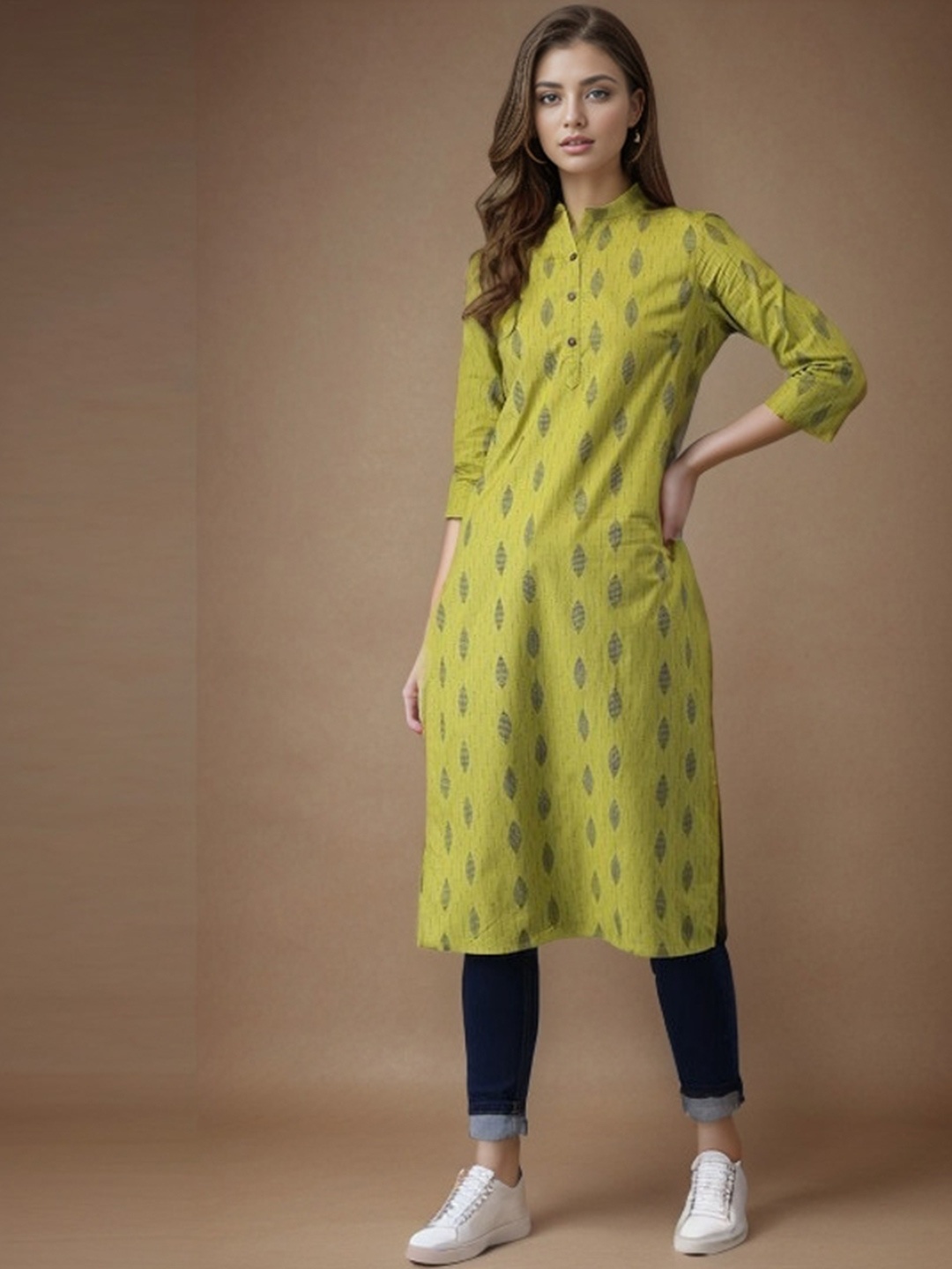 

CHIRAAI Women Ethnic Motifs Floral Kurta, Green