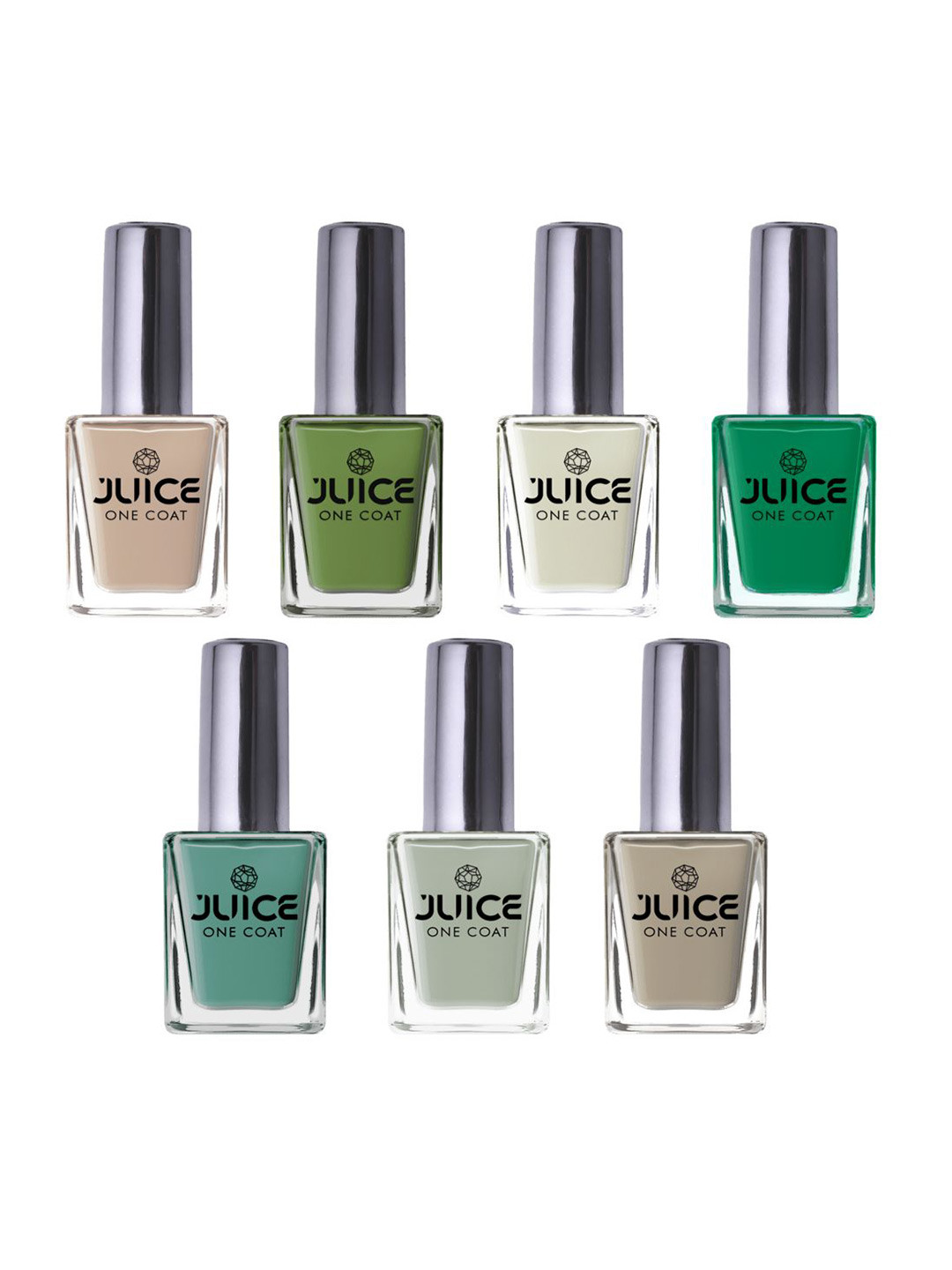 

JUICE Set Of 7 One Coat Longlasting Finish with Quick Dry Nail Paint - 11 ml Each, Sea green