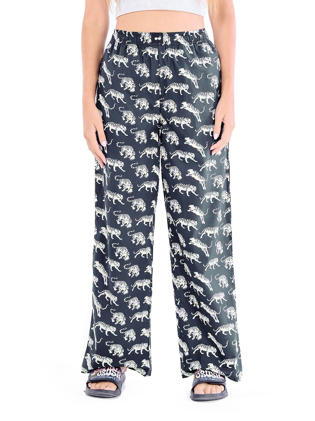 

Bewakoof Women Printed Cotton Lounge Pant, Blue