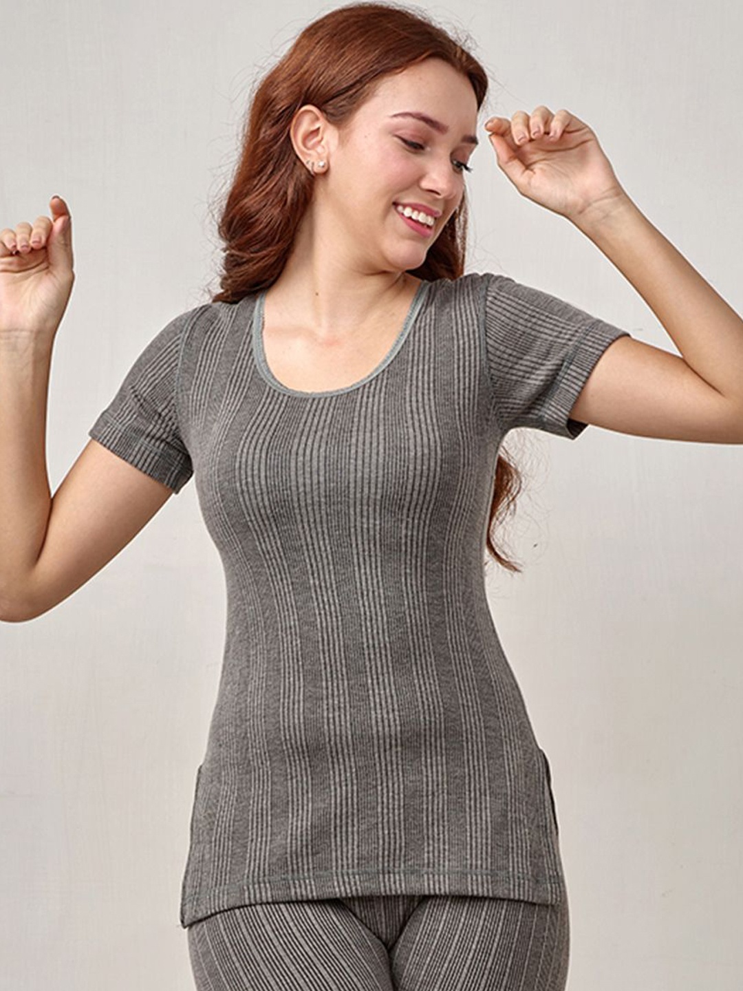 

INFERNO Women Polycotton Halfslevee Long Thermal Top, Charcoal