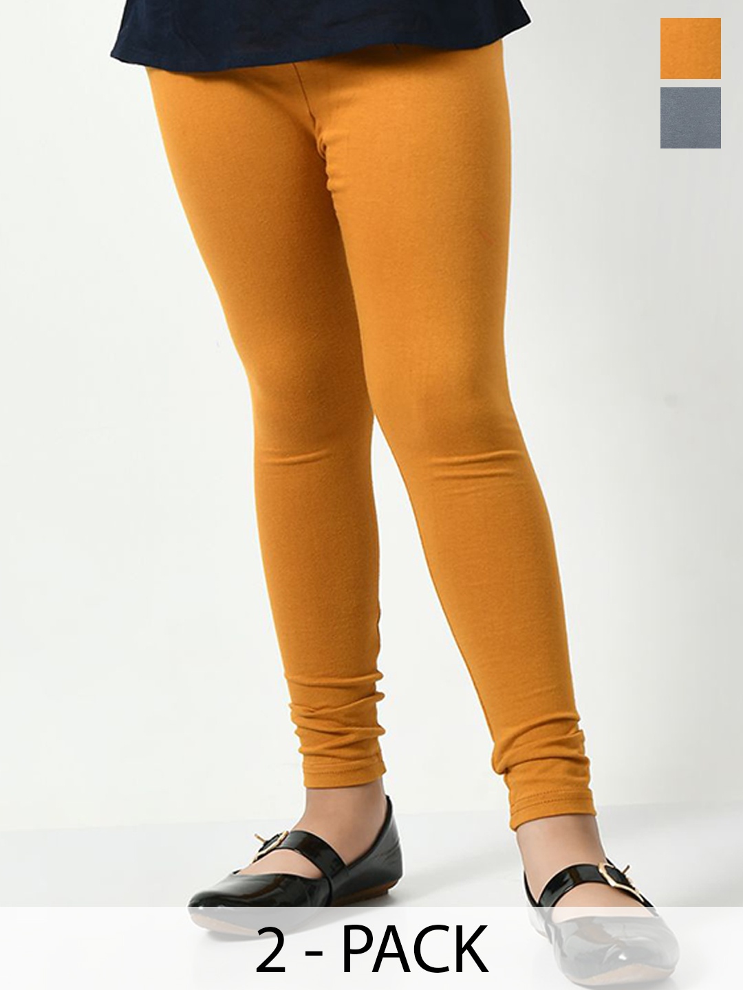 

KAYU Girls Pack Of 2 Ankle Length Leggings, Mustard