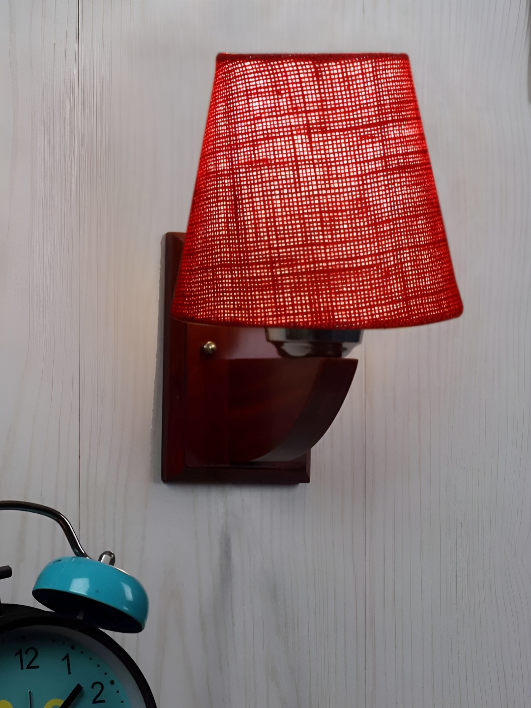 

Devansh Maroon & Brown Wood Frustum Shaped Contemporary Wooden Wall Lamp