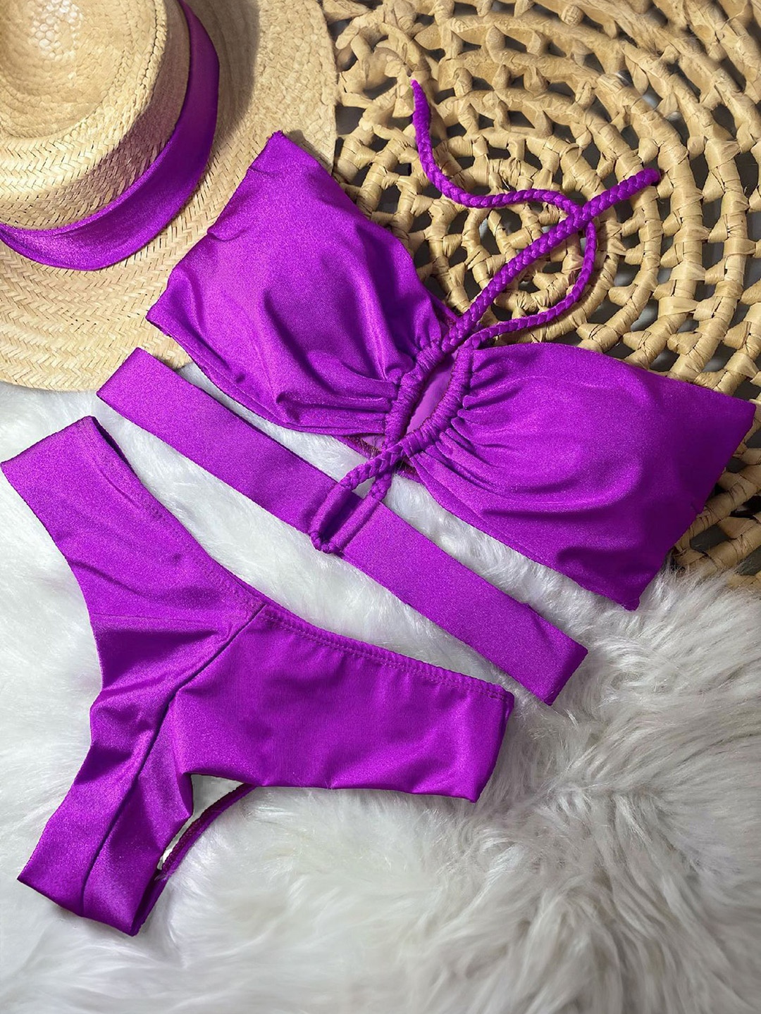 

LULU & SKY Halter Neck Swim Bikini Set, Purple