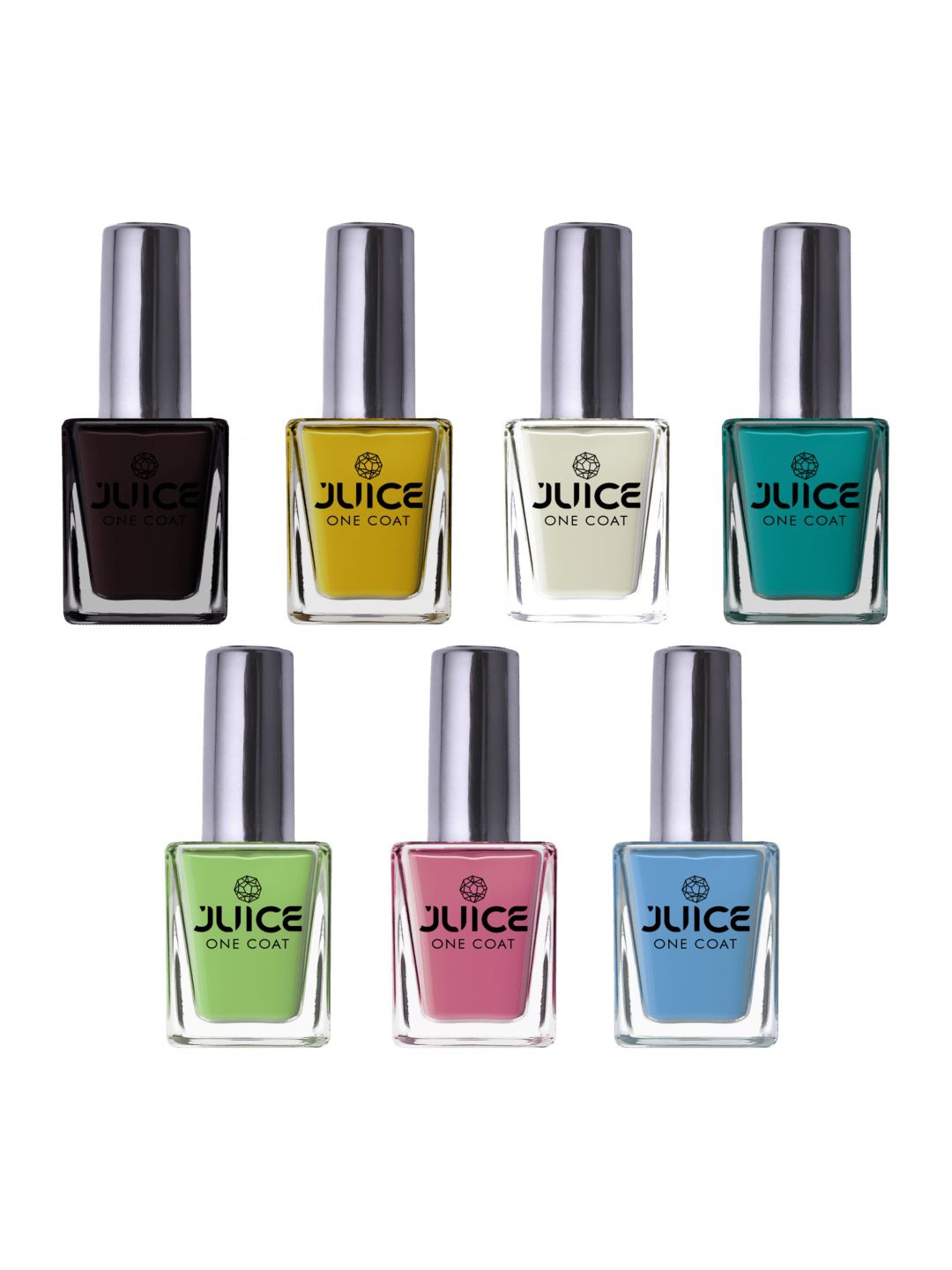 

JUICE Set Of 7 One Coat Long-Wearing & Quick Dry Glossy Nail Polish - 11ml Each, Multi