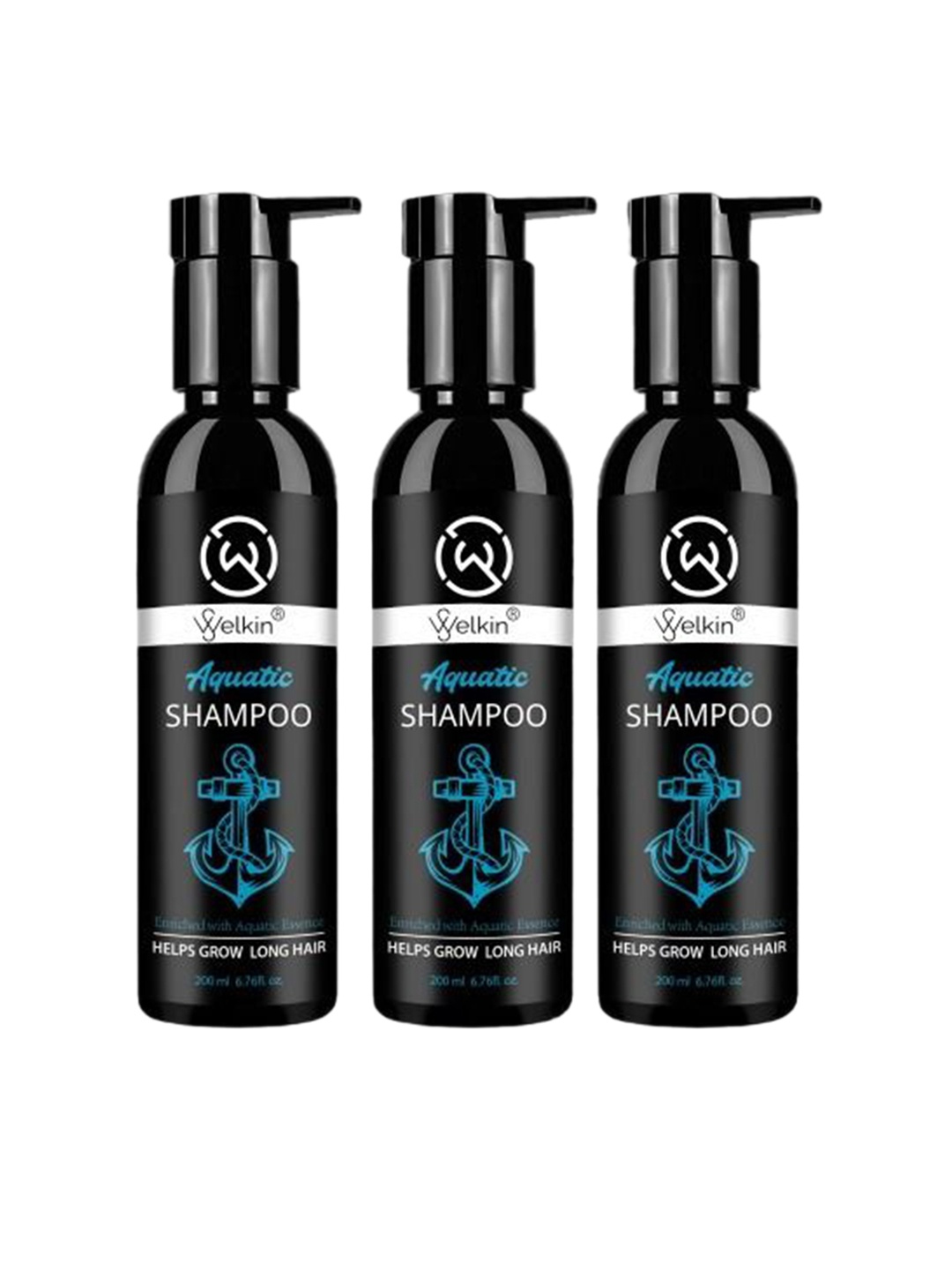 

WELKIN Set Of 3 Aquatic Shampoo With Aloe Vera - 200 ml Each, White