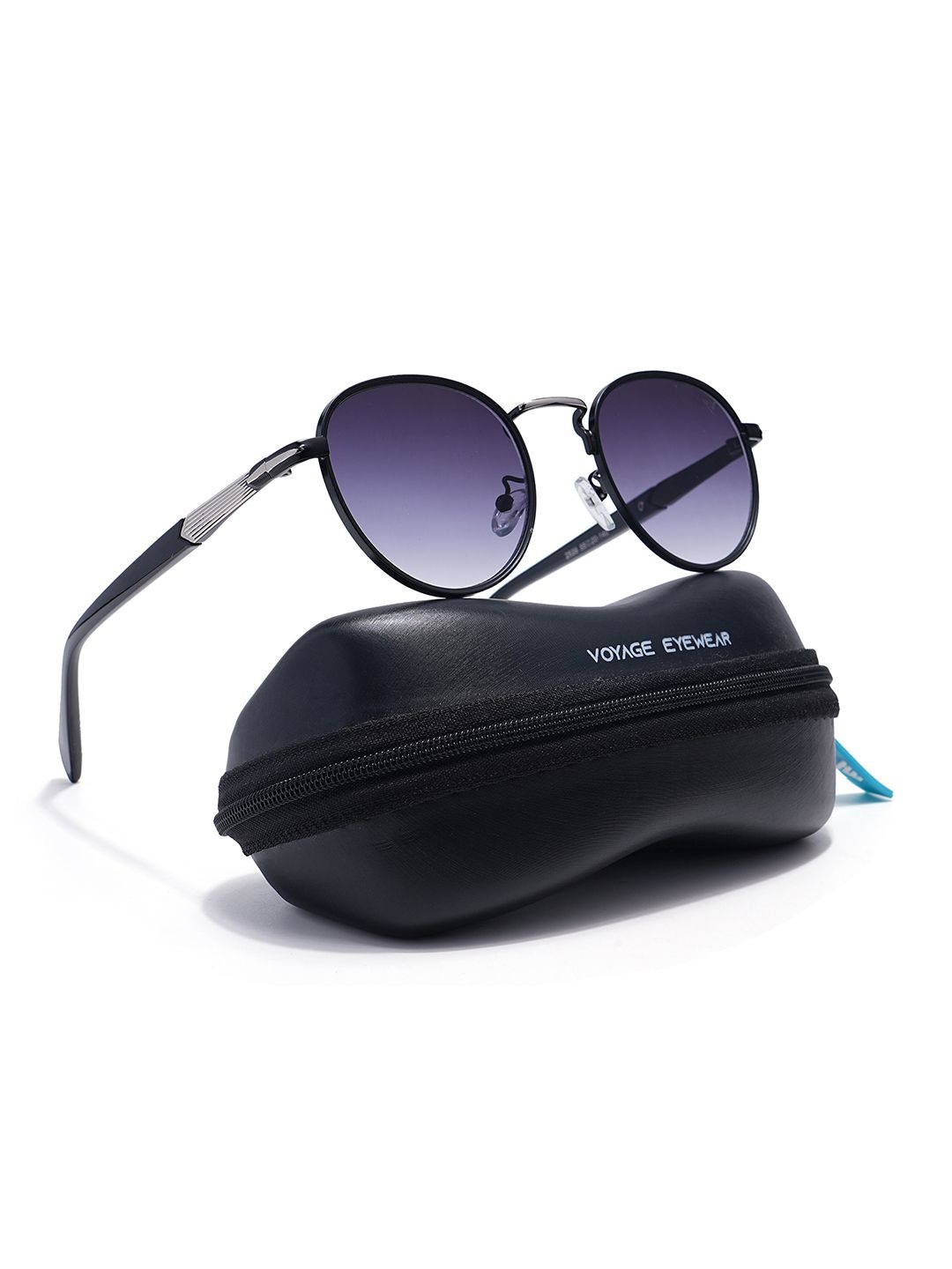 

Voyage Unisex Round Sunglasses with UV Protected Lens, Black