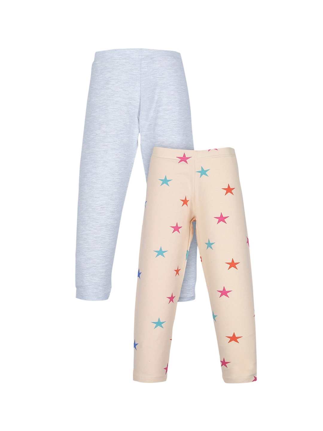 

PLUM TREE Girls Pack Of 2 Printed Ankle-Length Leggings, Peach