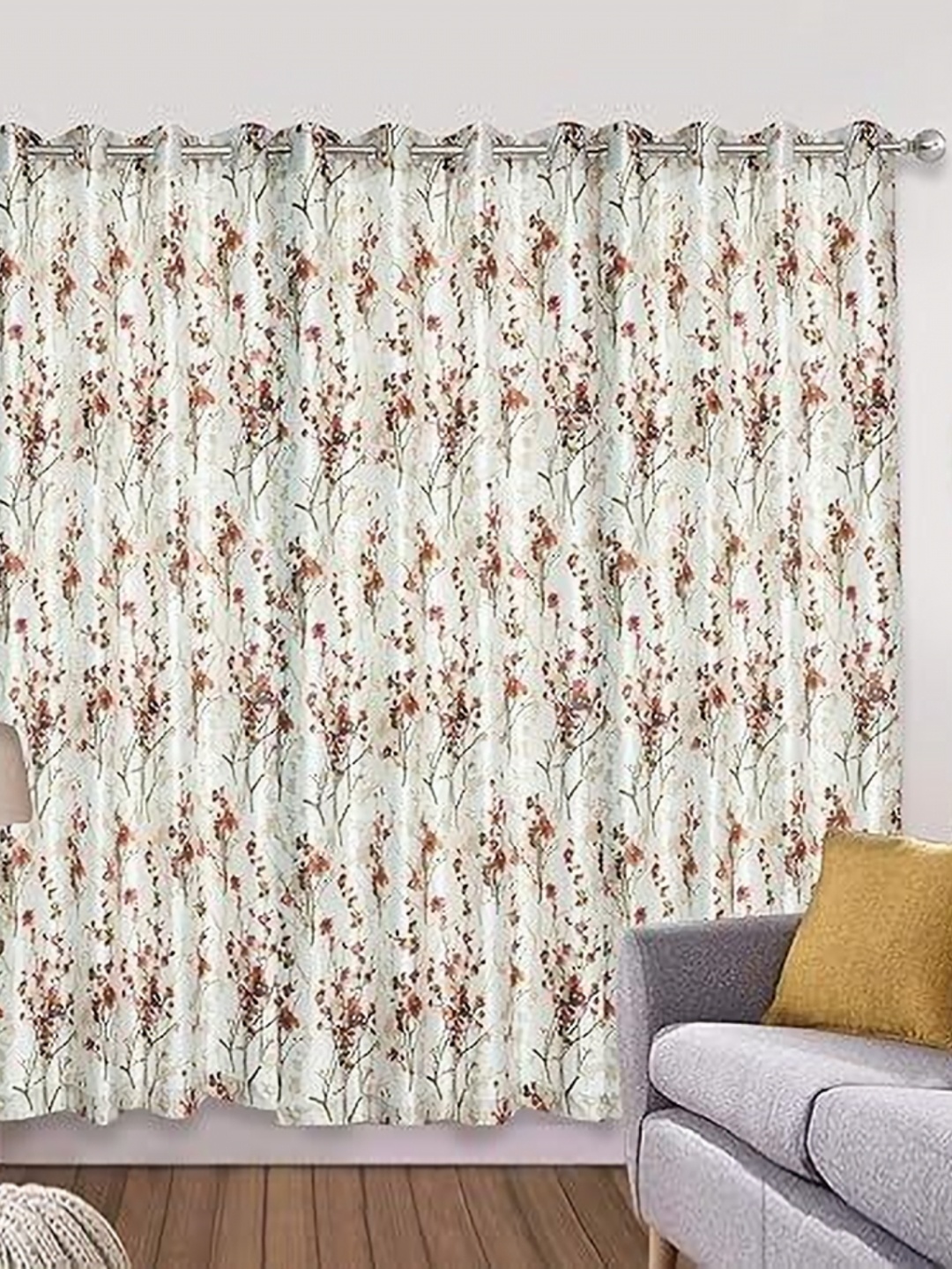 

Banchmark Home Furnishings Orange & White Set of 3 Floral Window Curtain