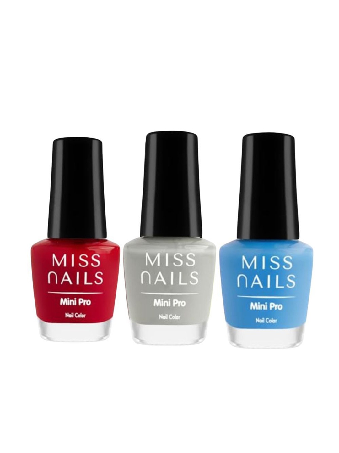 

MISS NAILS Set Of 3 Mini Pro Long Lasting Nail Color - 10 ml Each -Shade 97, Red