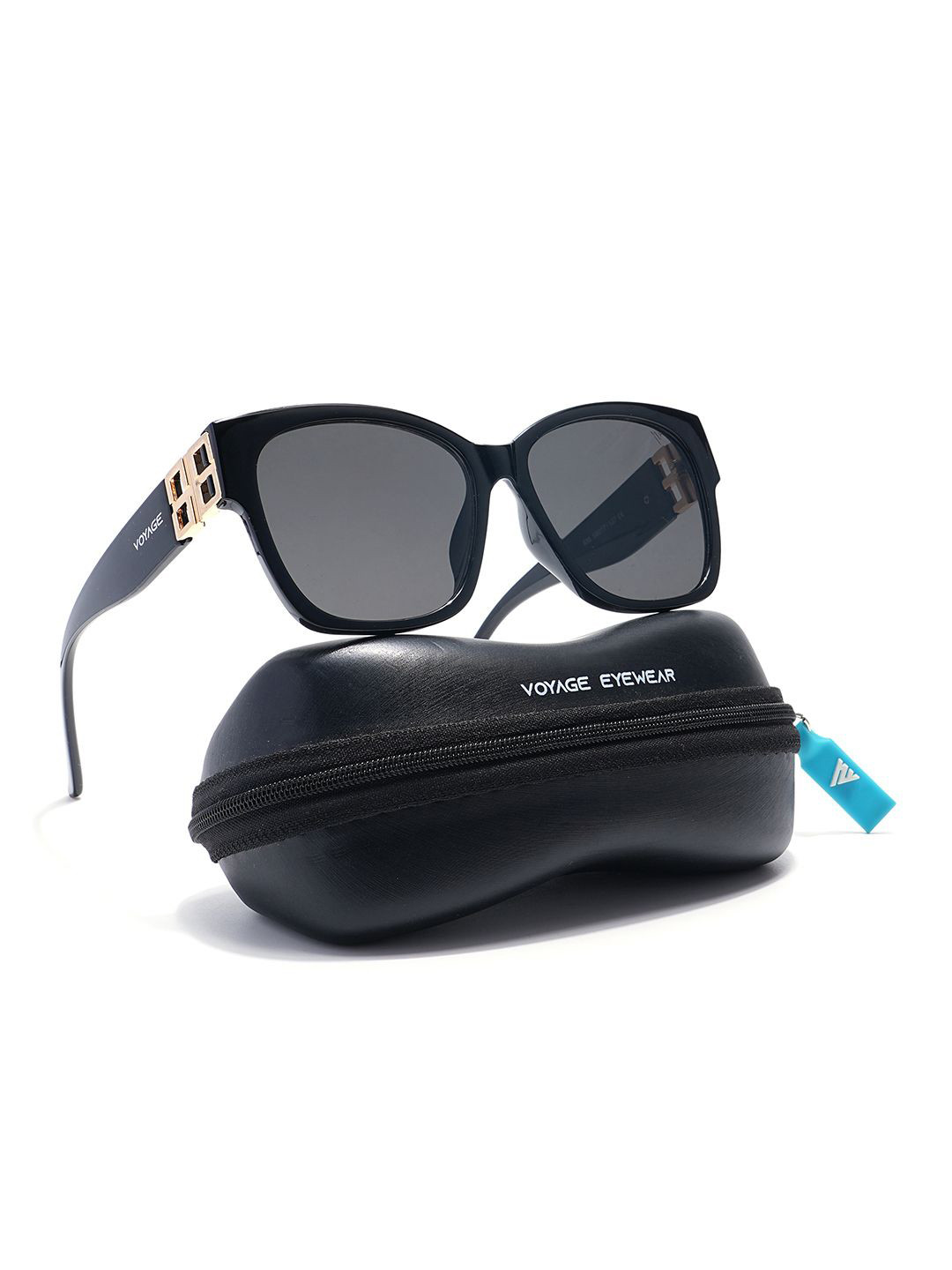 

Voyage Unisex Oversized Sunglasses with UV Protected Lens, Black