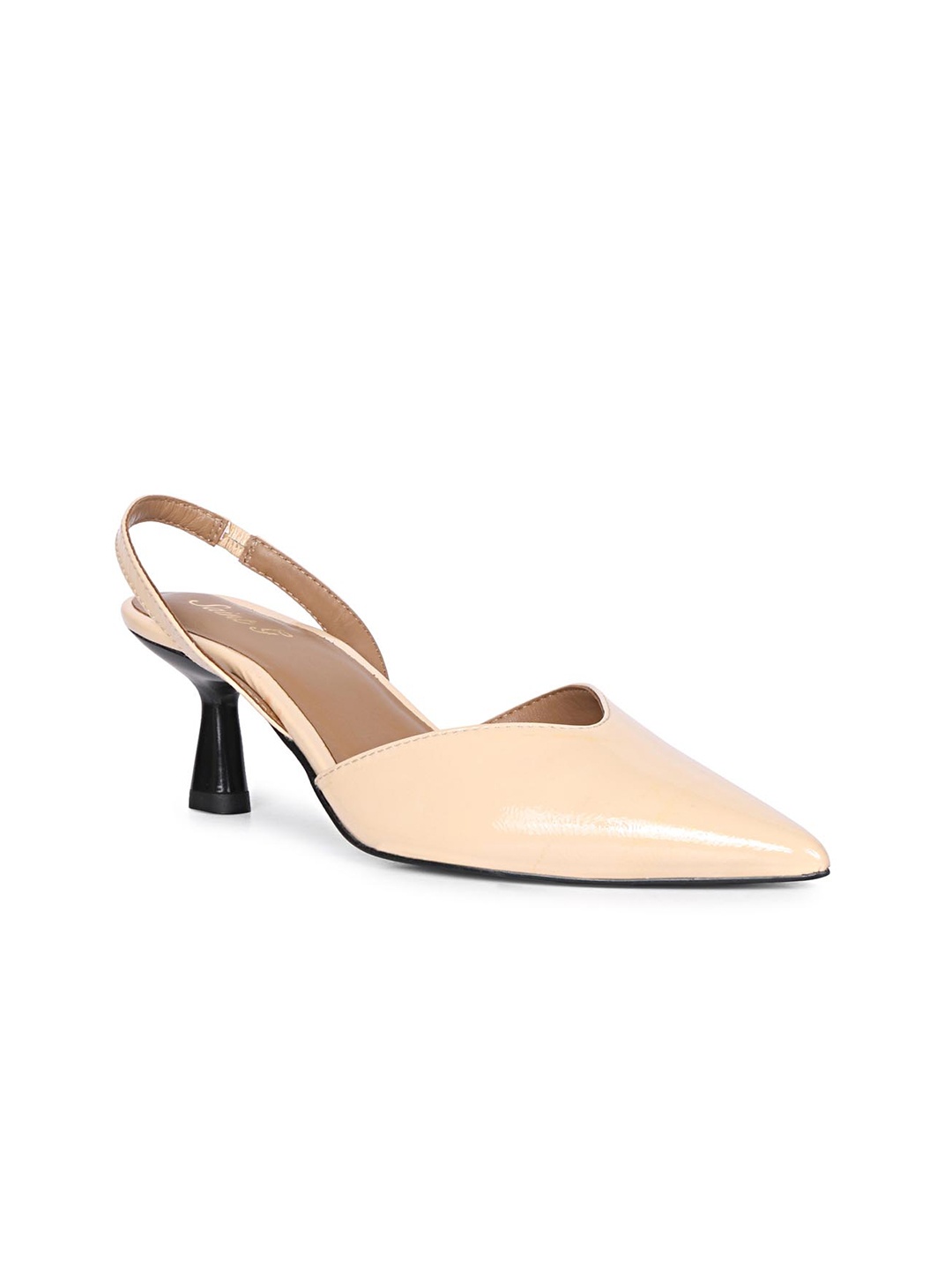 

Saint G Printed Leather Kitten Pumps, Beige