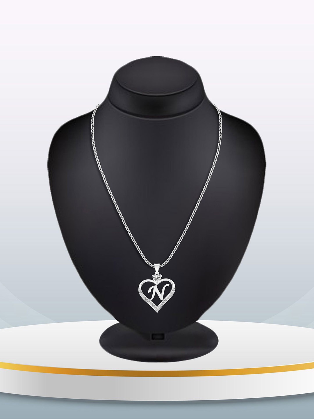 

Heer Collection Silver-Plated Heart Shaped Cubic Zirconia Pendant With Chain