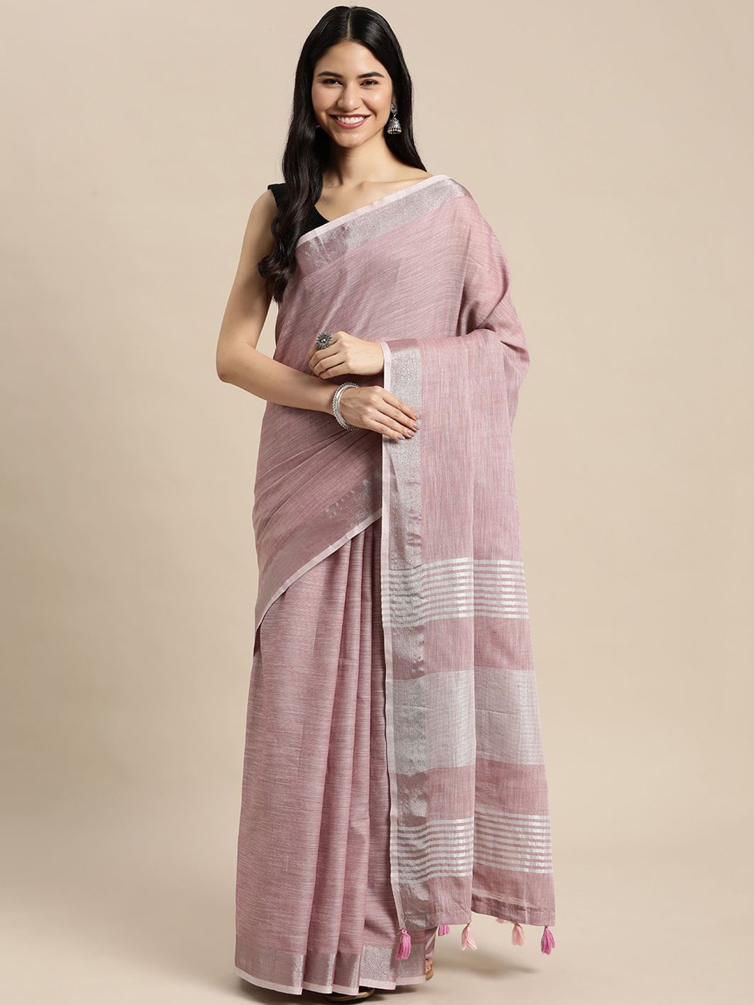 

Fashion Petals Woven Design Zari Tussar Saree, Mauve