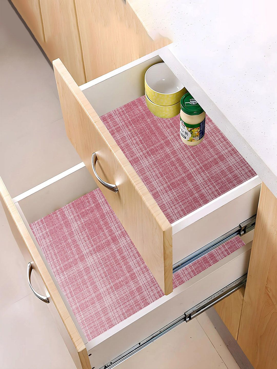 

Kuber Industries Pink 2 Pieces Printed Water Resistant Shelf Liner Organisers