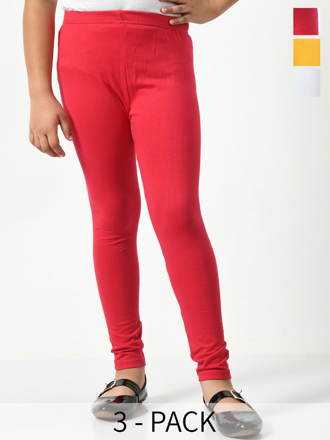 

KAYU Girls Pack Of 3 Ankle Length Leggings, Yellow