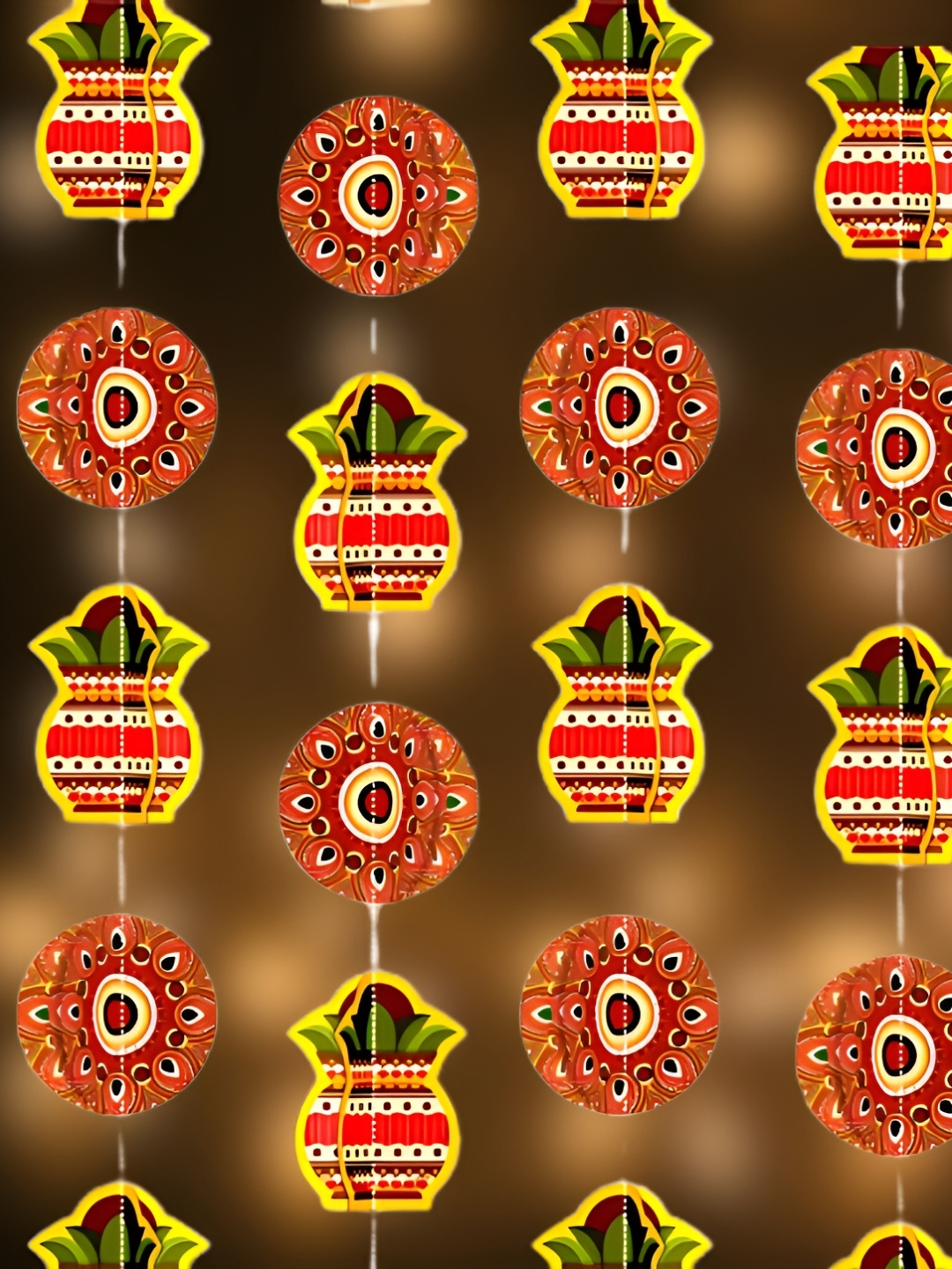 

Special You Red & Green 4 Pieces Printed Mini Kalash Frill Festive Decor