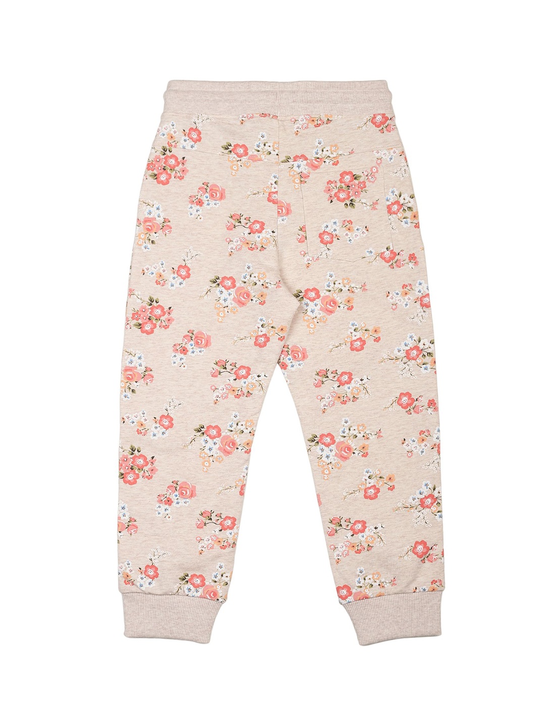 

PLUM TREE Girls Floral Printed Pure Cotton Mid-Rise Joggers, Beige