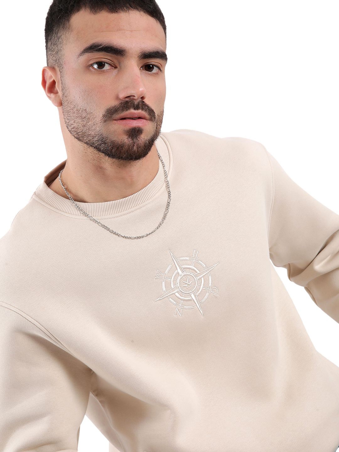 

WROGN Men Solid Round Neck Sweatshirt, Beige