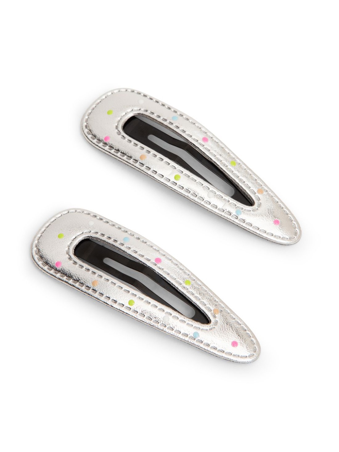 

Radhu & Kabby Women Set of 2 Tic Tac Hair Clips, Silver