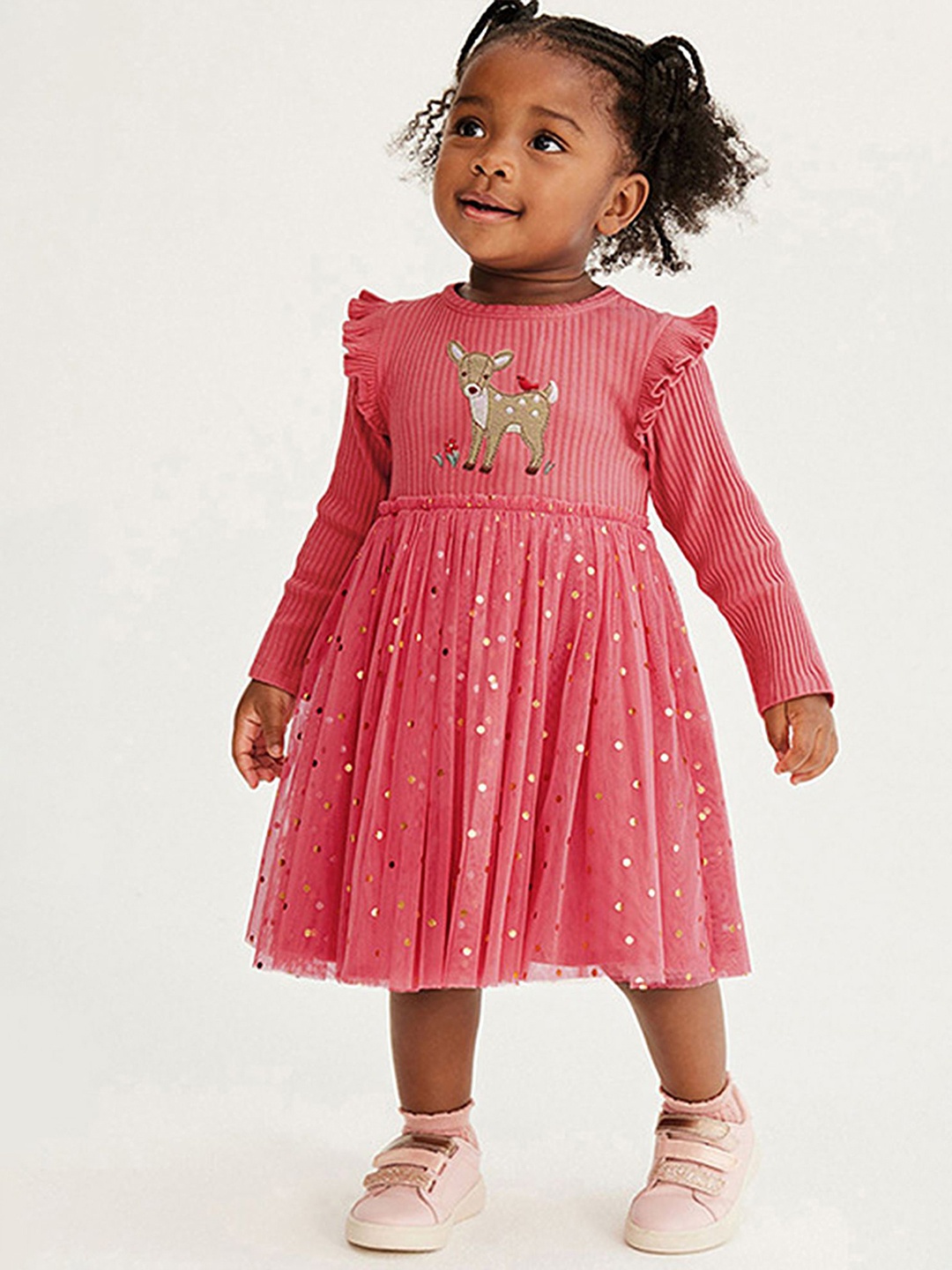 

LULU & SKY Girls Floral Print Fit & Flare Dress, Pink