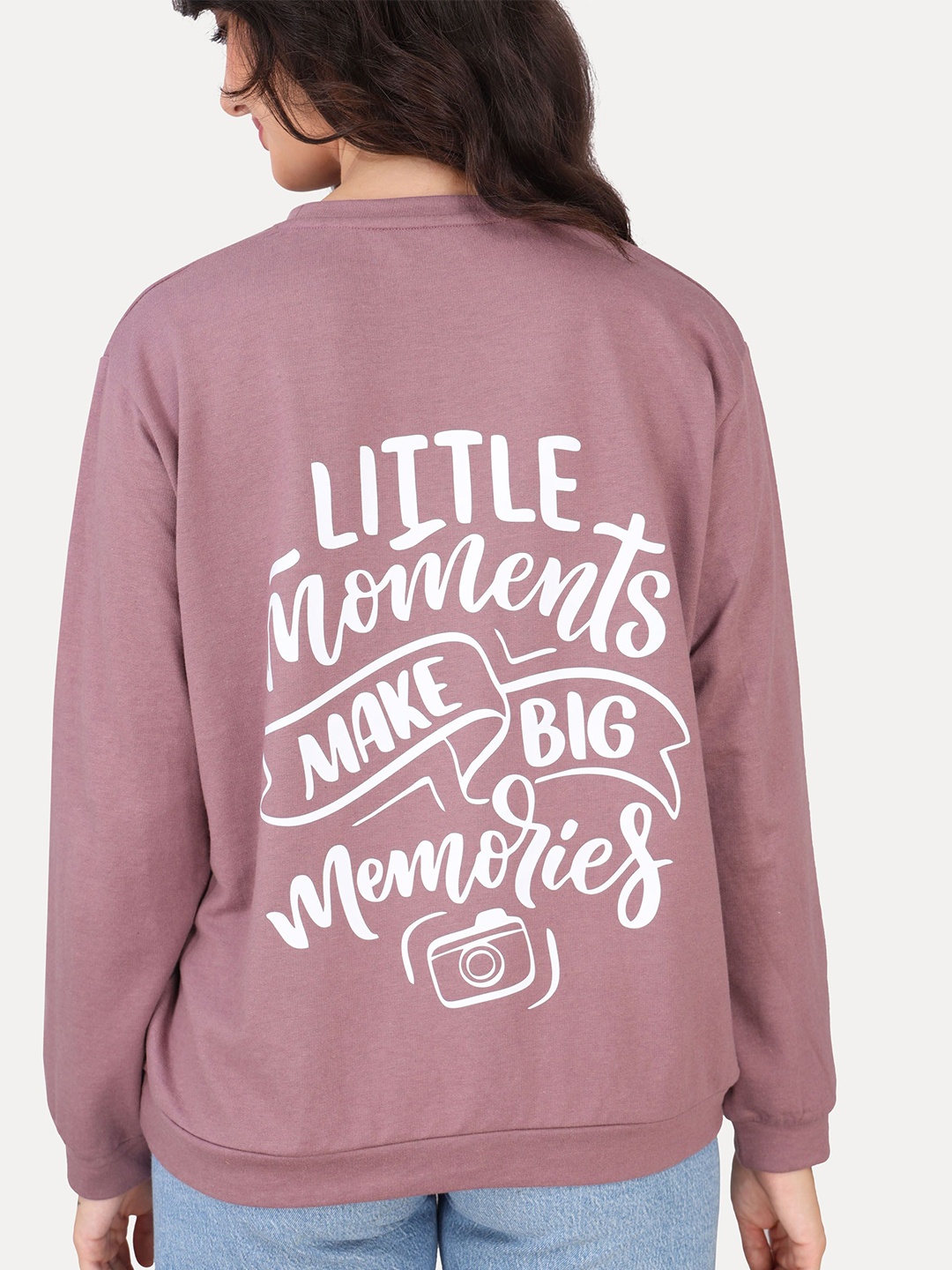 

VISO Women Typography Printed Round Neck Cotton Pullover Sweatshirt, Mauve