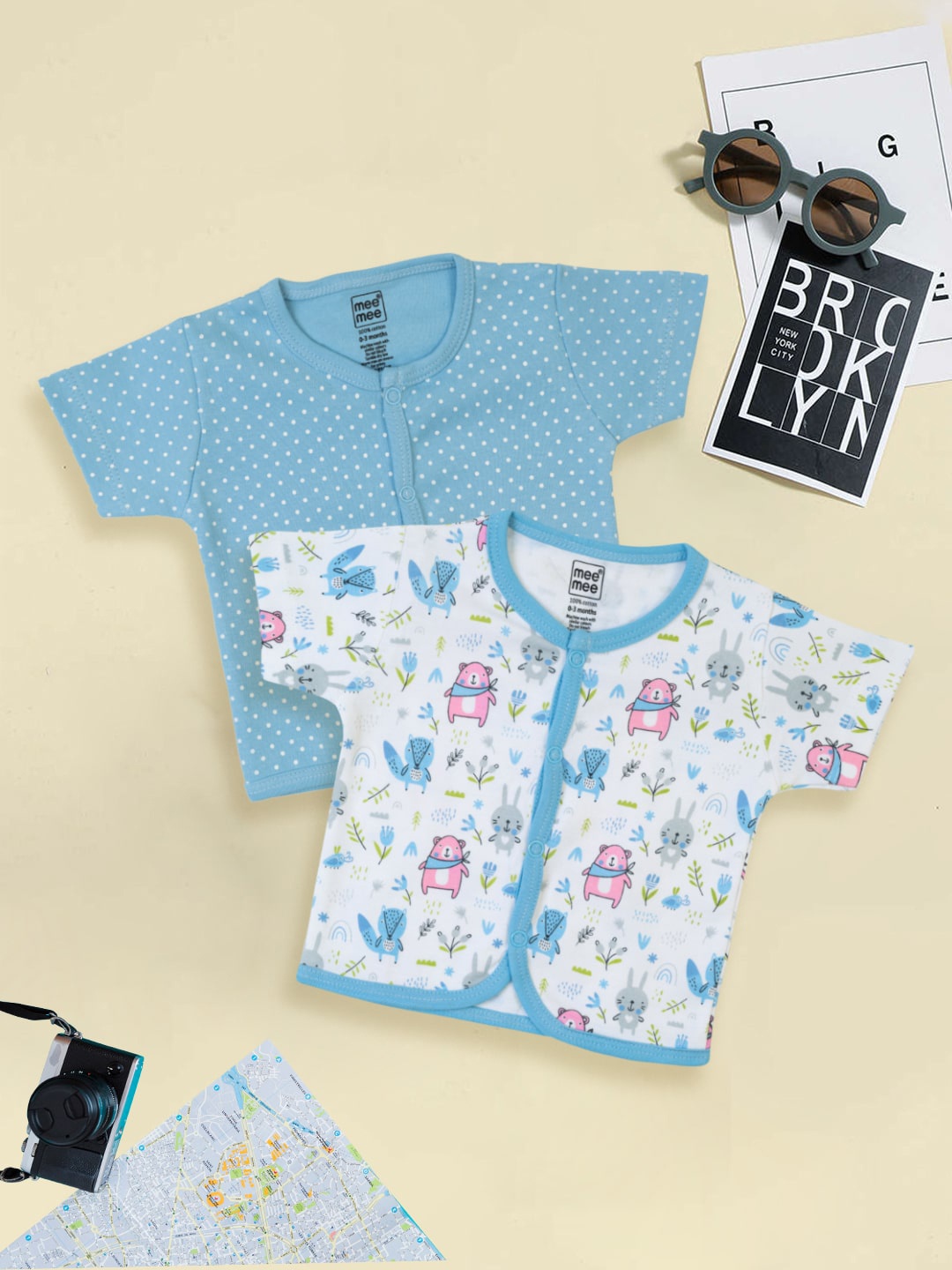 

MeeMee Pack Of 2 Kids Printed Innerwear Vests, Blue