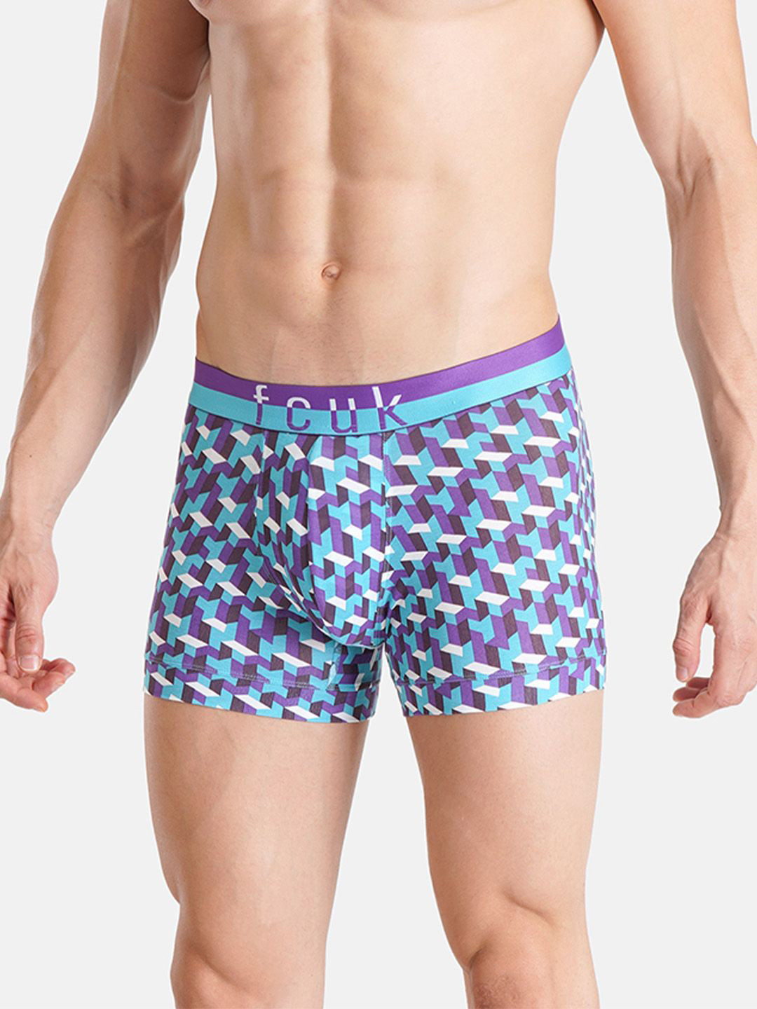 

FCUK Men Abstract Printed Trunk, Purple