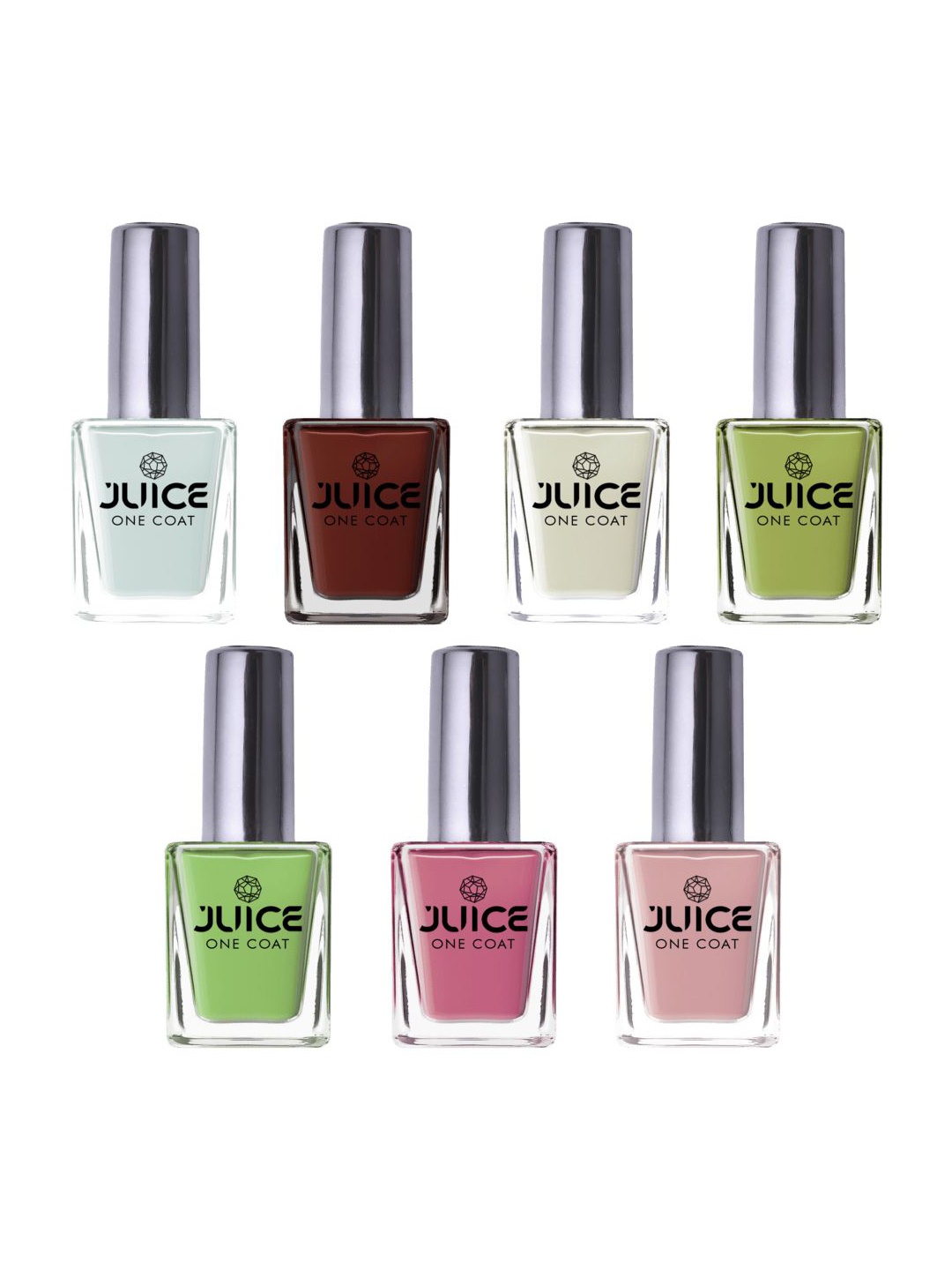 

JUICE Set Of 7 One Coat Long-Wearing & Quick Dry Glossy Nail Polish - 11ml Each, Multi