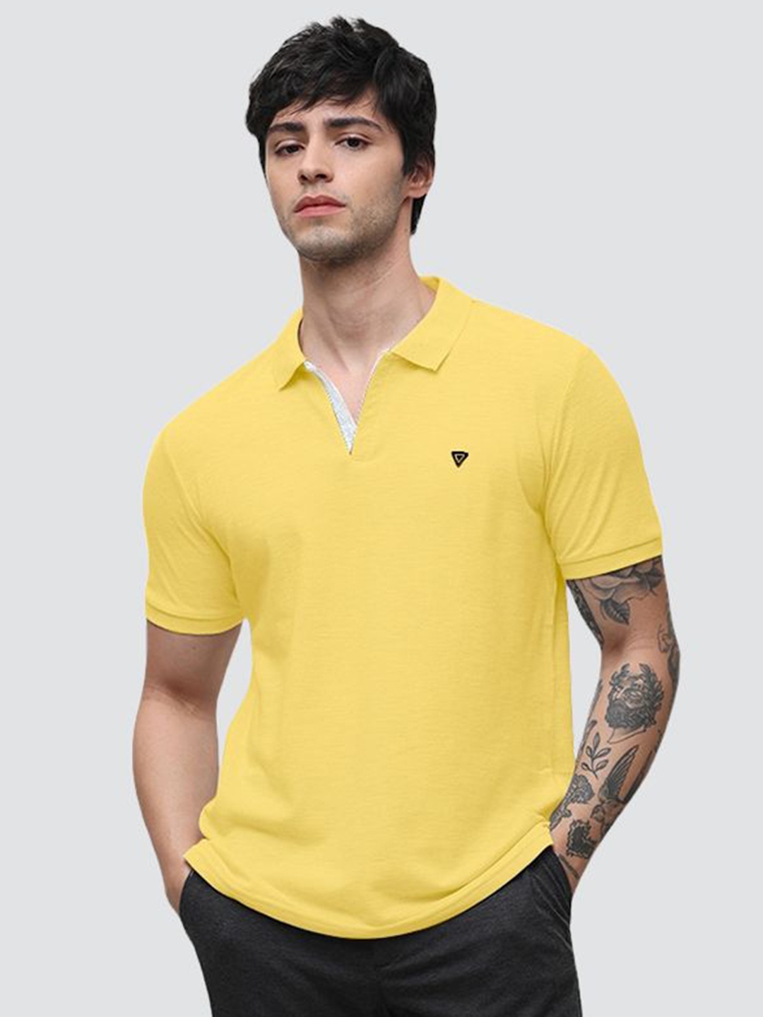

Klub Fox Men Solid Polo Collar Cotton T-shirt, Yellow