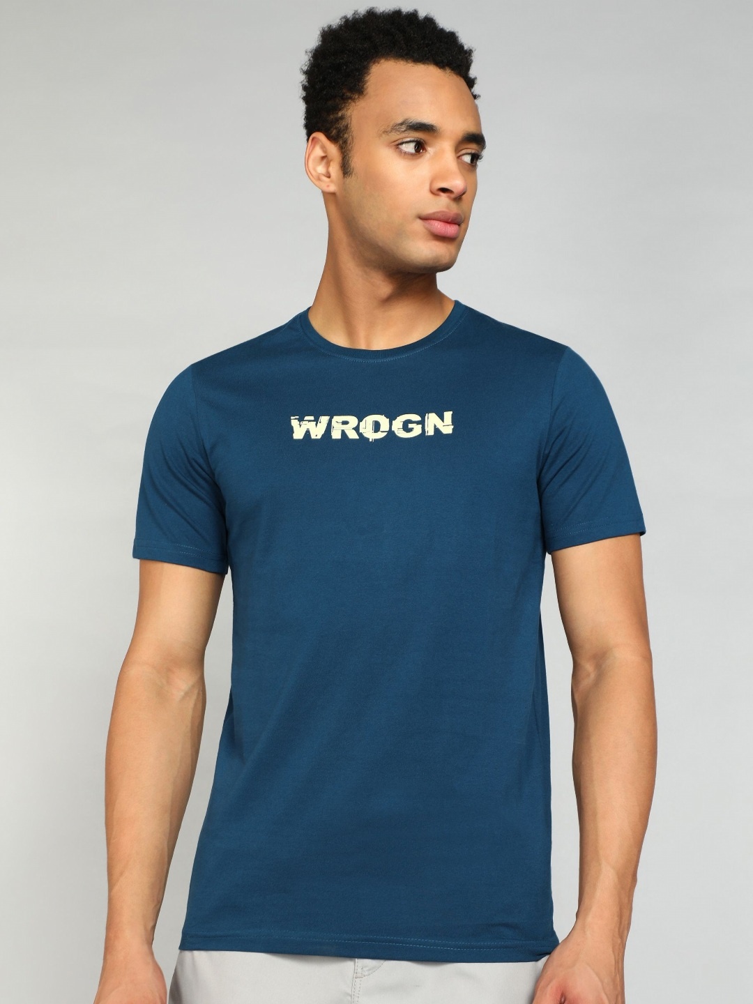 

WROGN Men Typography Pockets T-shirt, Blue