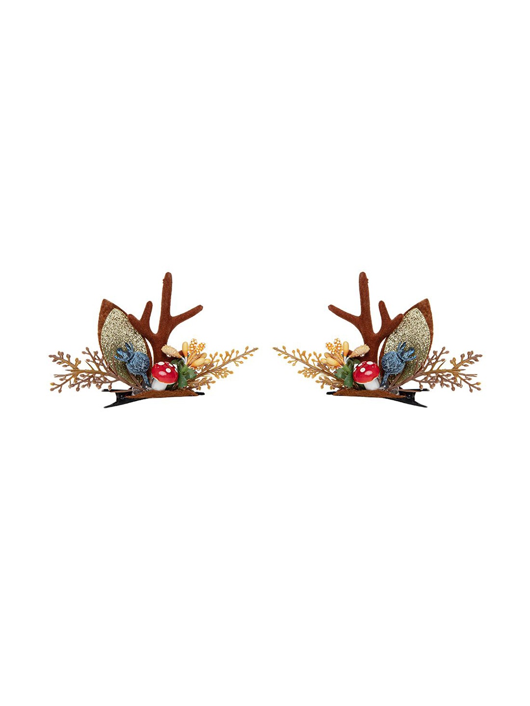 

Radhu & Kabby Women Set of 2 Embellished Alligator Hair Clips, Brown