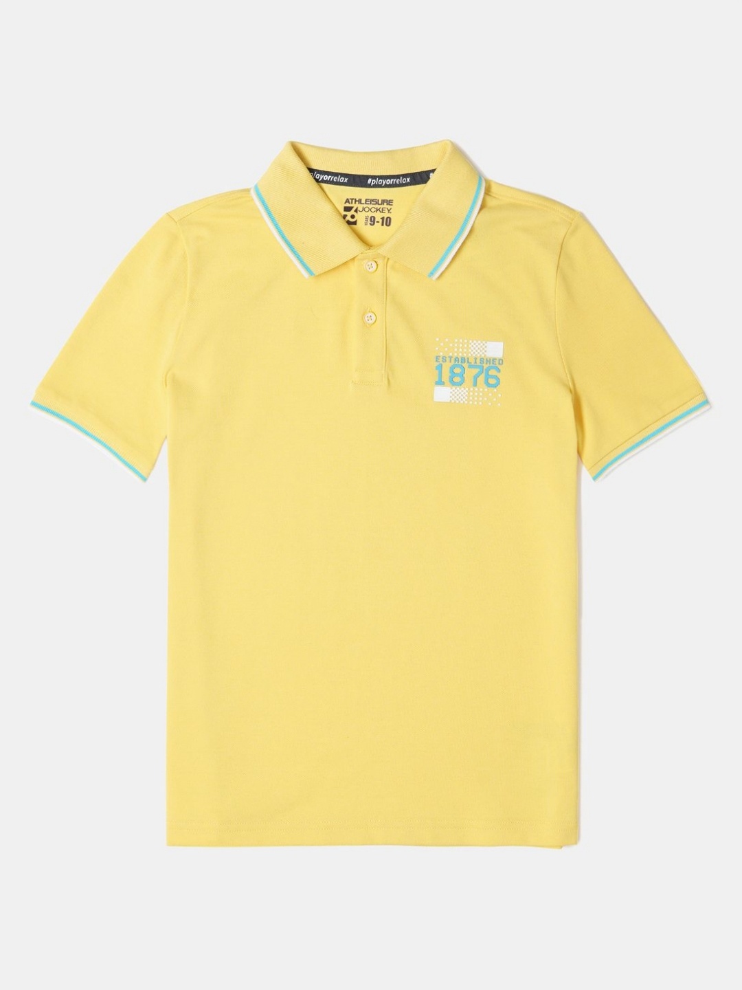 

Jockey Boys Super Combed Cotton Graphic Printed Polo Tshirt-AB24, Yellow