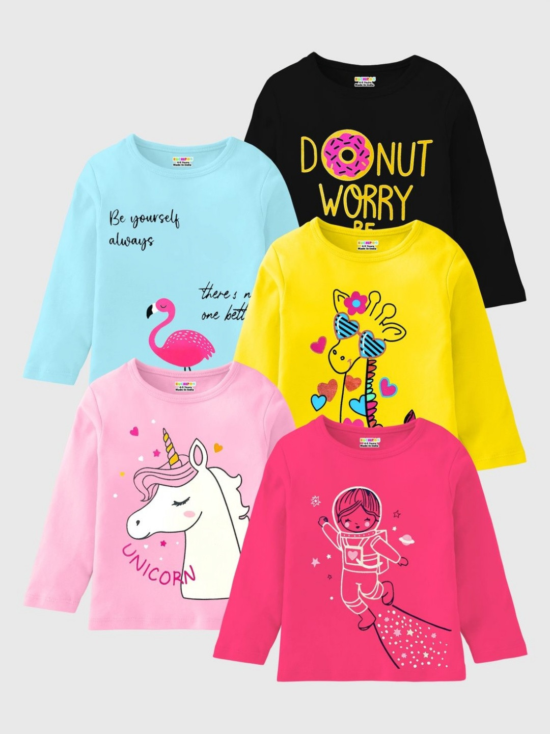 

KUCHIPOO Girls Graphic Printed Round Neck Cotton T-shirt, Sea green