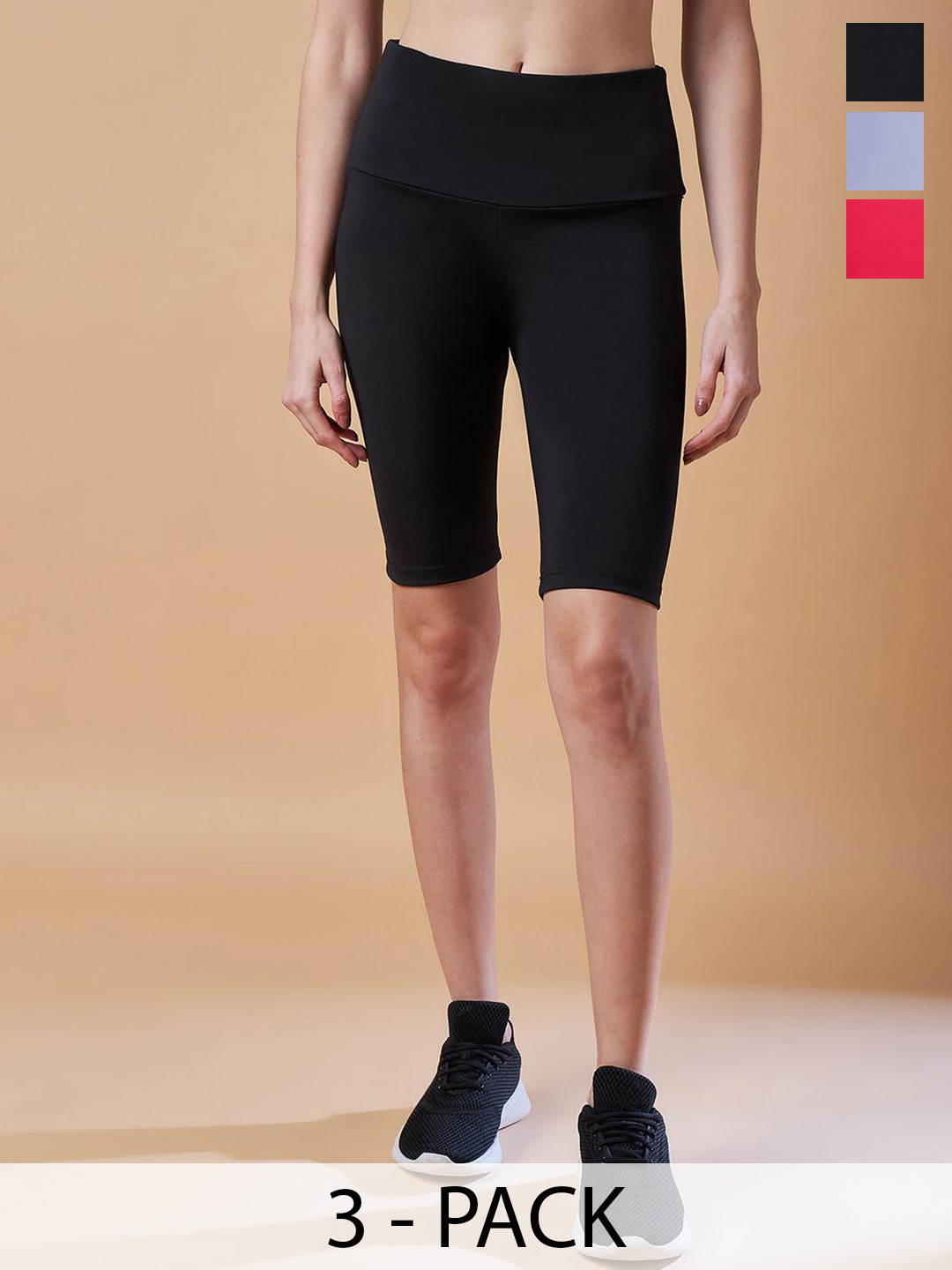 

COLOR CAPITAL Women Pack Of 3 High-Waisted Gym Tights, Black
