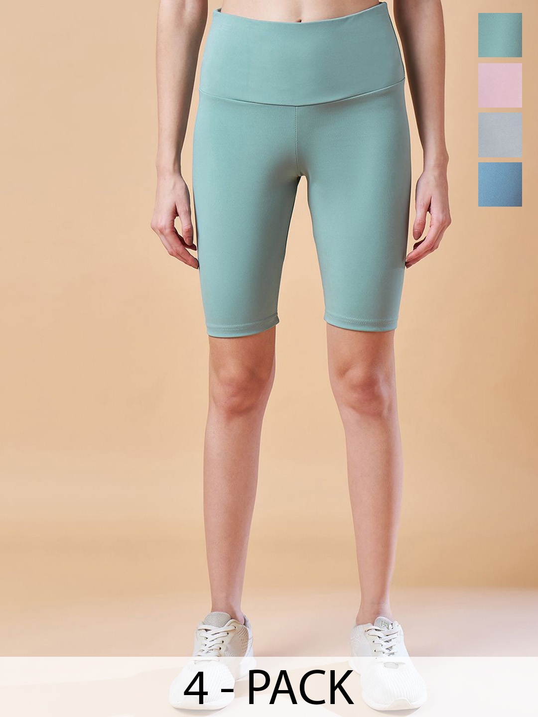 

COLOR CAPITAL Pack Of 4 Women Above Knee Length Tights, Green