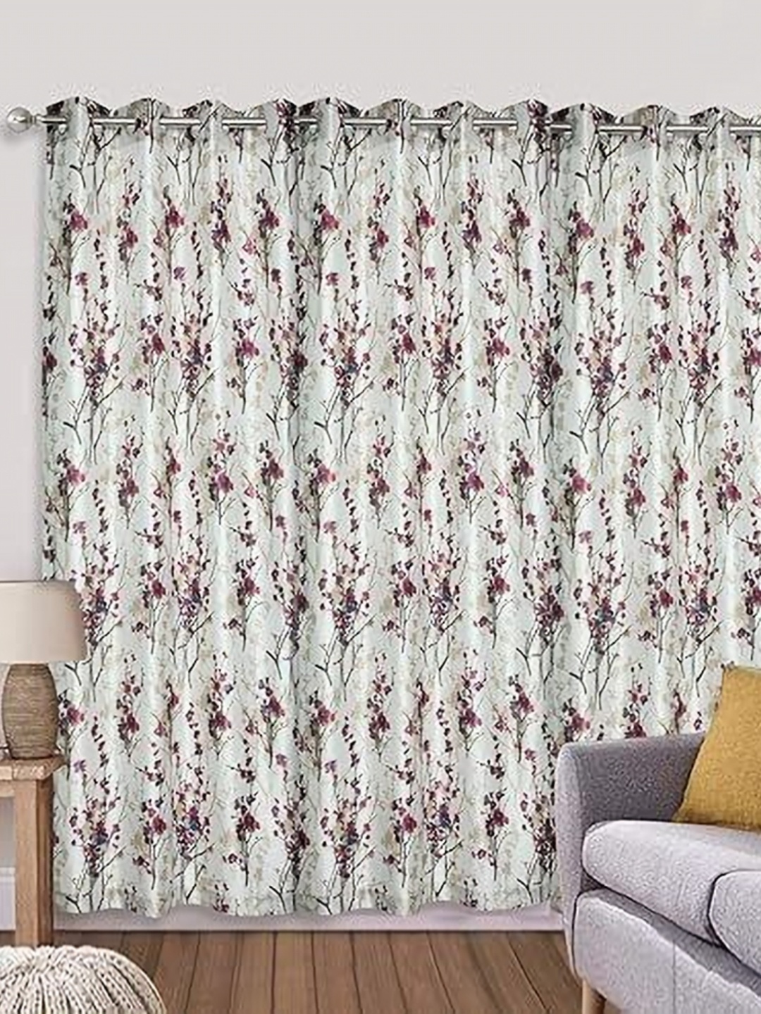 

Banchmark Home Furnishings Purple & White Set of 3 Floral Door Curtain