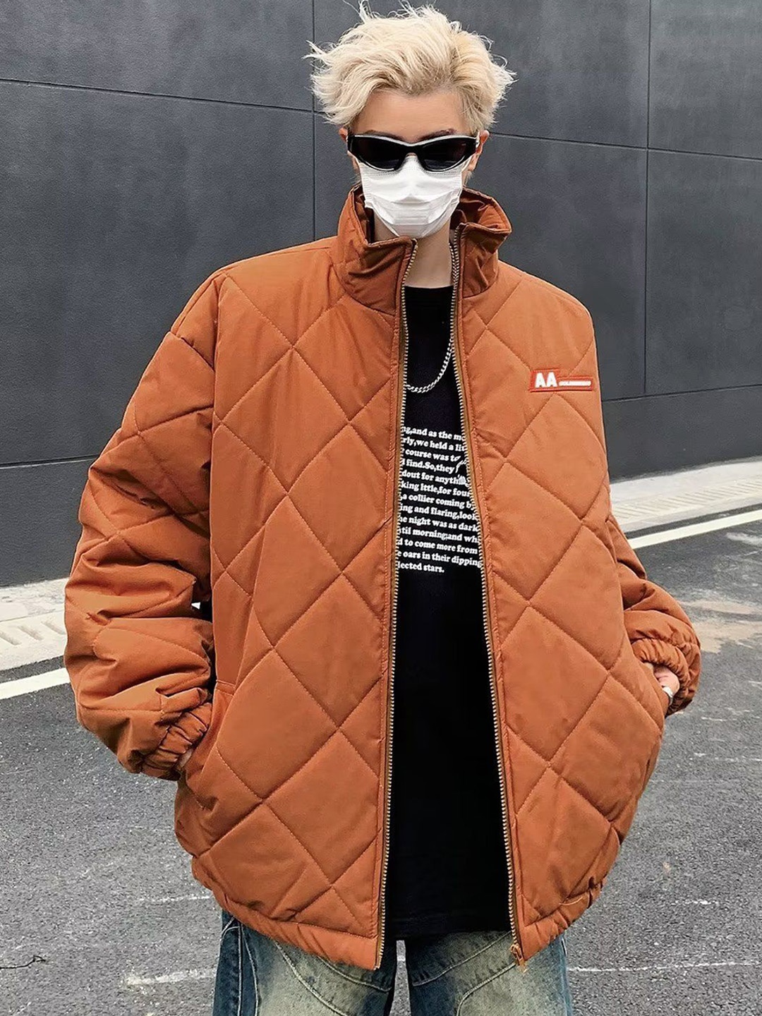 

StyleCast x Revolte Men Mock Collar Oversized Jacket, Orange