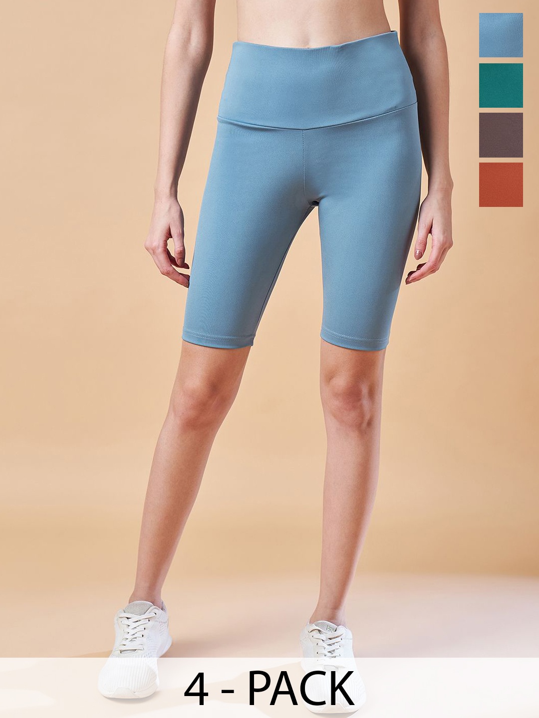 

COLOR CAPITAL Pack Of 4 Women High-Rise Gym Tights, Blue