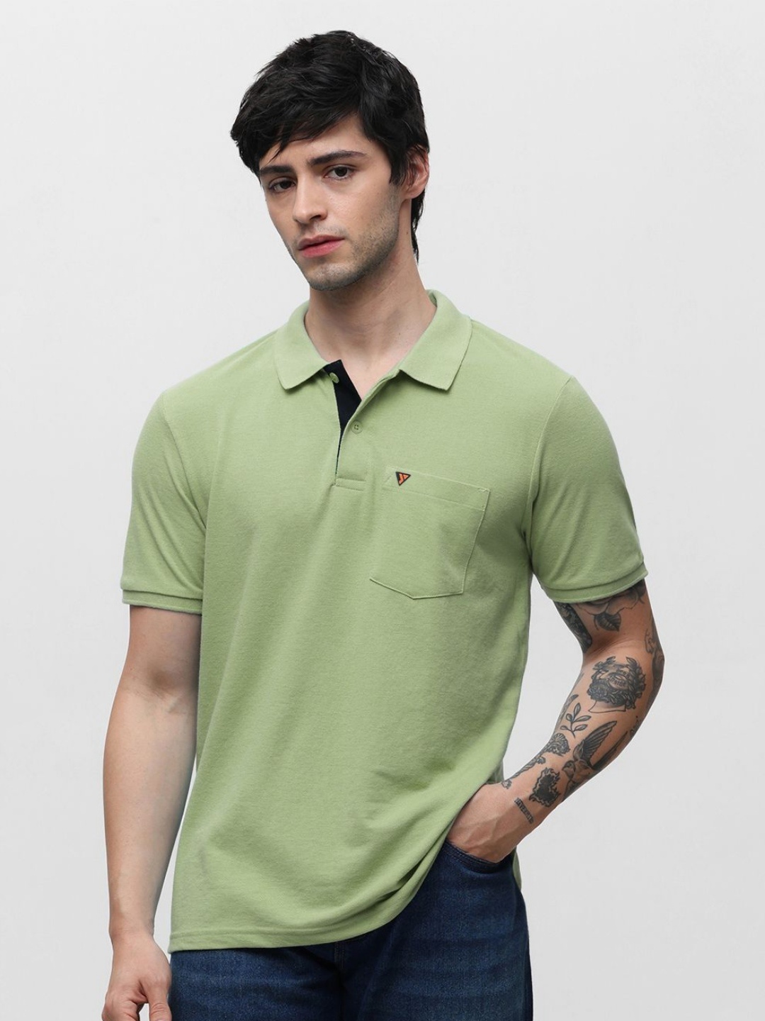 

Klub Fox Men Solid Polo Collar Cotton T-shirt, Green