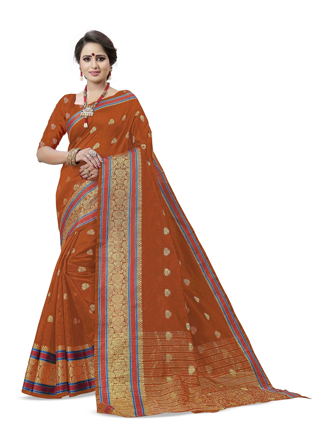 

Maroosh Woven Design Zari Saree, Orange